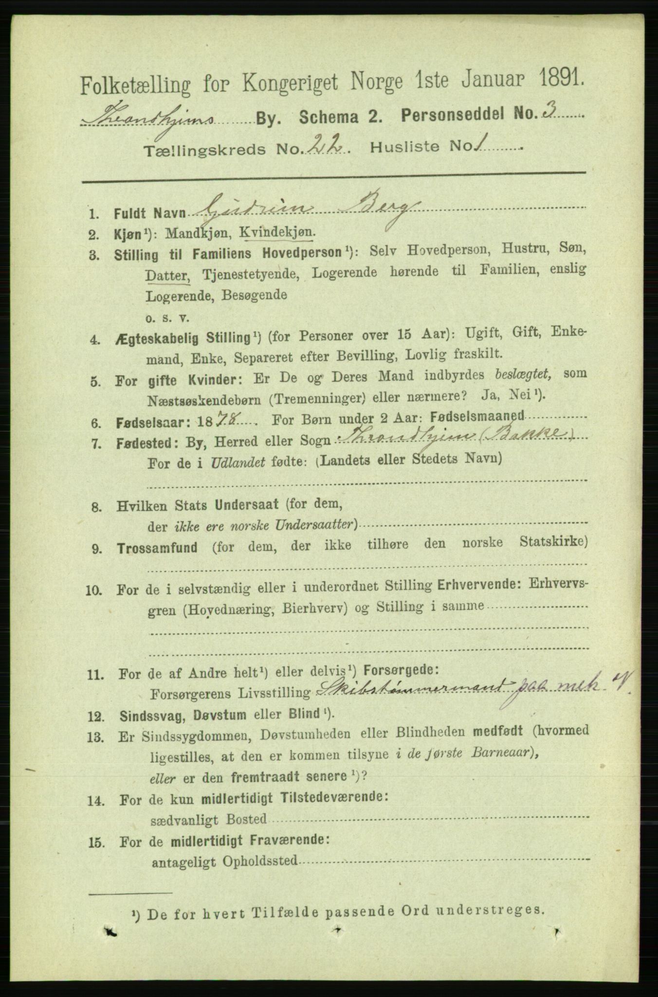 RA, 1891 census for 1601 Trondheim, 1891, p. 16537