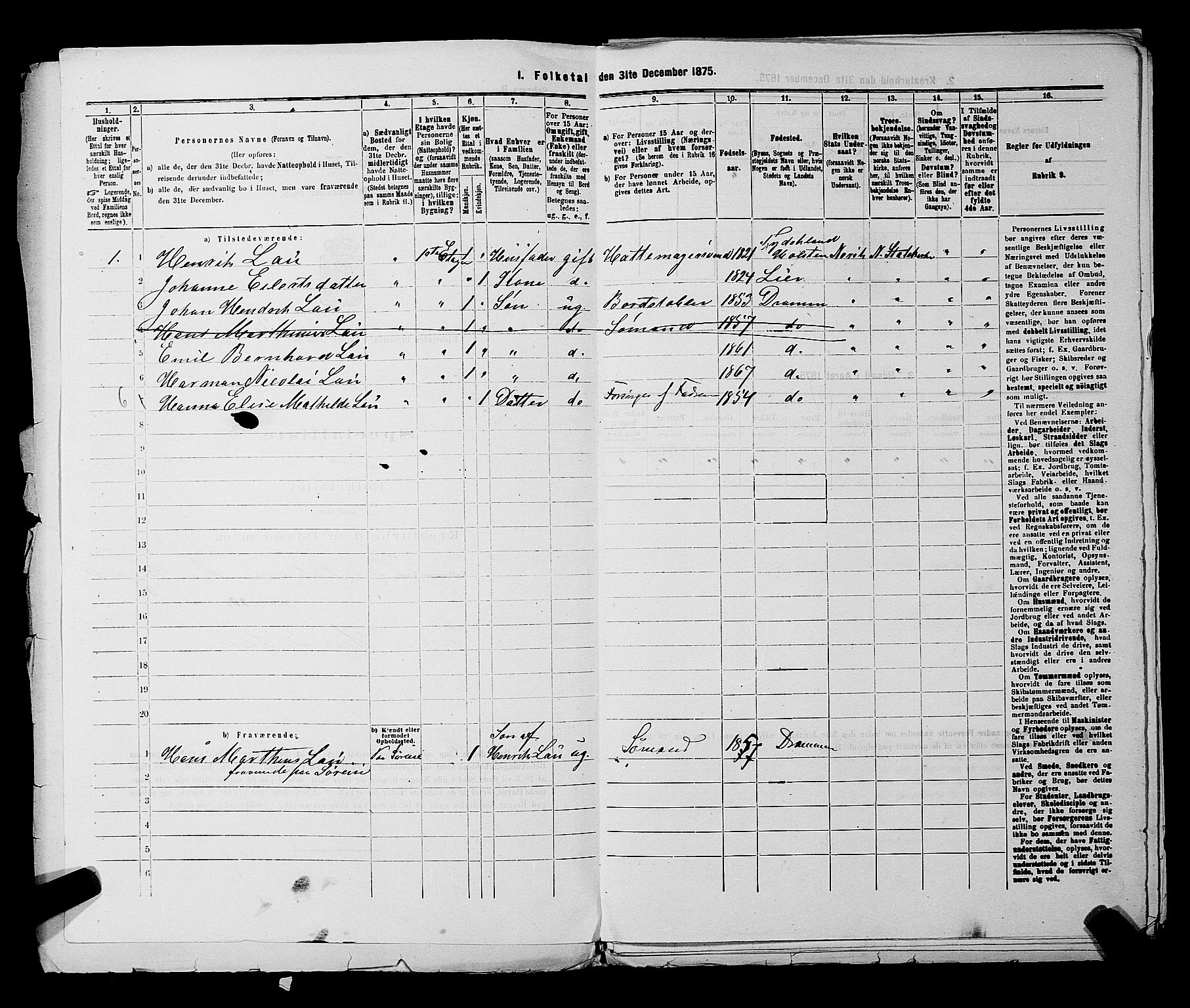 SAKO, 1875 census for 0602 Drammen, 1875, p. 2084