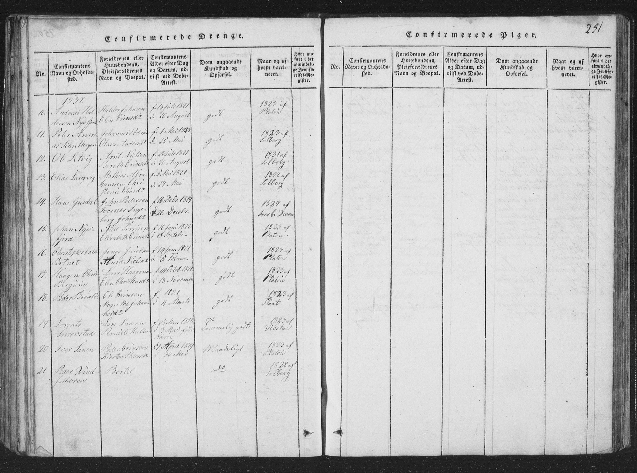 Ministerialprotokoller, klokkerbøker og fødselsregistre - Nord-Trøndelag, AV/SAT-A-1458/773/L0613: Parish register (official) no. 773A04, 1815-1845, p. 251