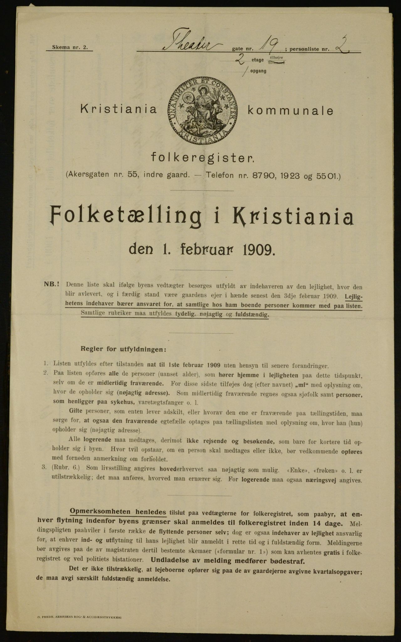 OBA, Municipal Census 1909 for Kristiania, 1909, p. 97252