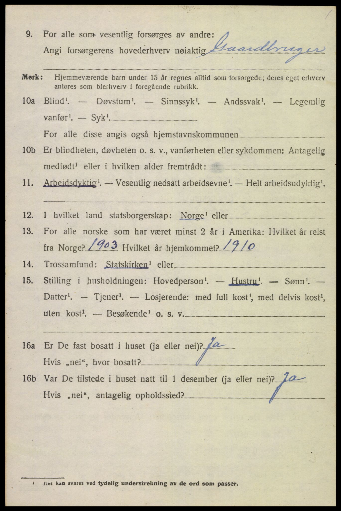 SAK, 1920 census for Lista, 1920, p. 2854