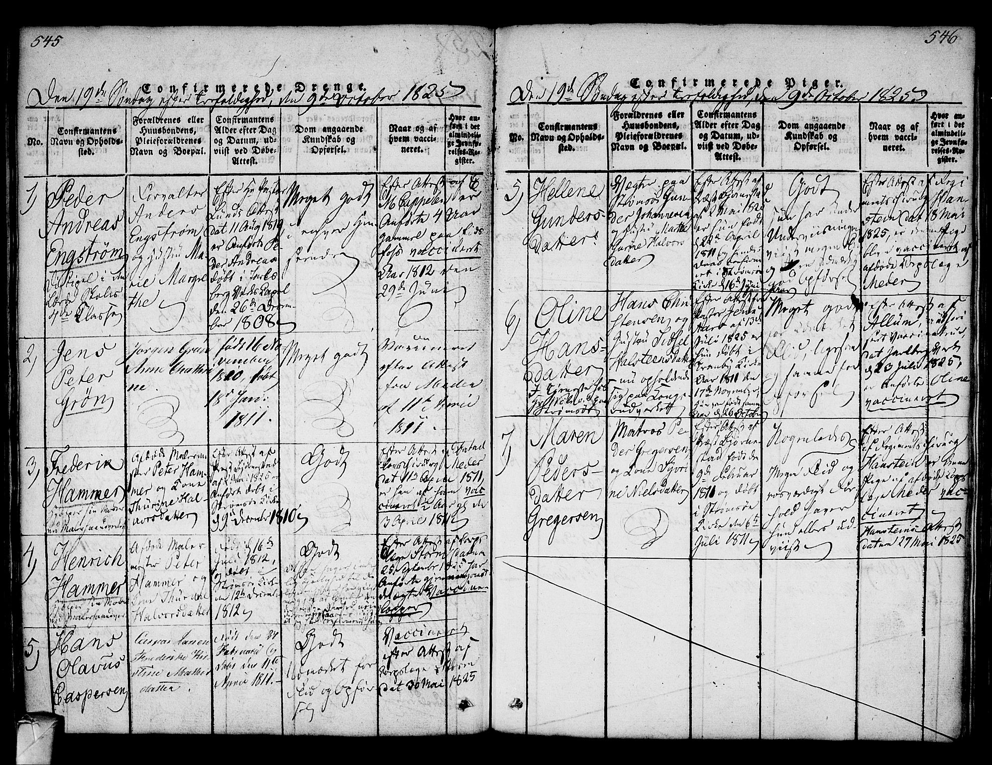 Strømsø kirkebøker, SAKO/A-246/F/Fa/L0011: Parish register (official) no. I 11, 1815-1829, p. 545-546