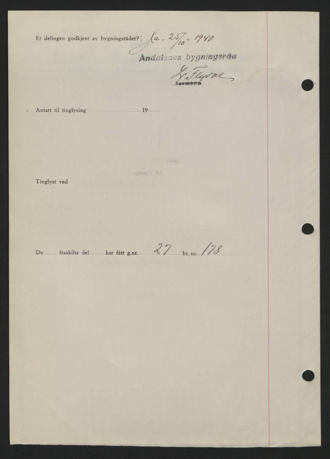 Romsdal sorenskriveri, AV/SAT-A-4149/1/2/2C: Mortgage book no. A10, 1941-1941, Diary no: : 1571/1941