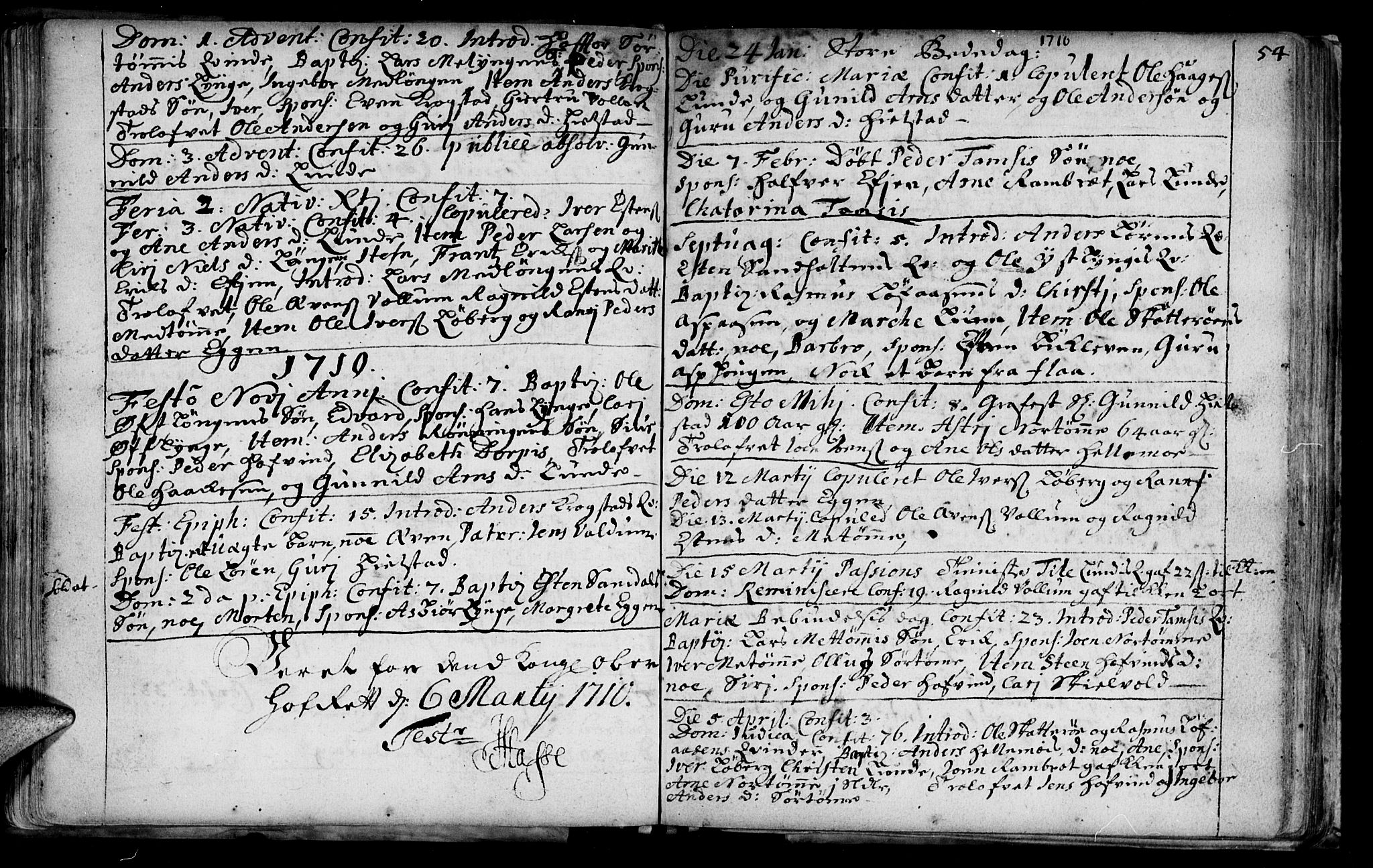 Ministerialprotokoller, klokkerbøker og fødselsregistre - Sør-Trøndelag, SAT/A-1456/692/L1101: Parish register (official) no. 692A01, 1690-1746, p. 54