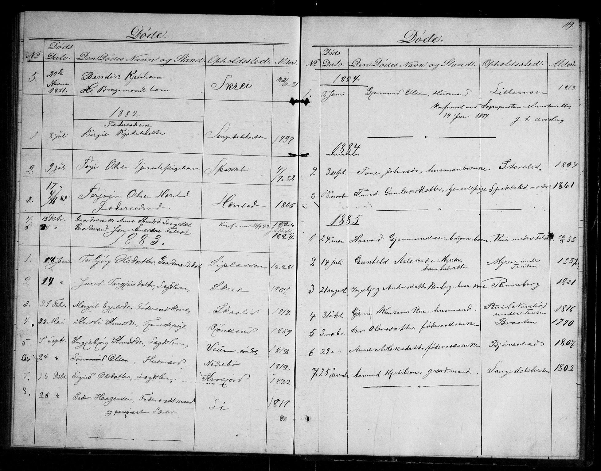 Fyresdal kirkebøker, SAKO/A-263/G/Gb/L0001: Parish register (copy) no. II 1, 1864-1890, p. 119
