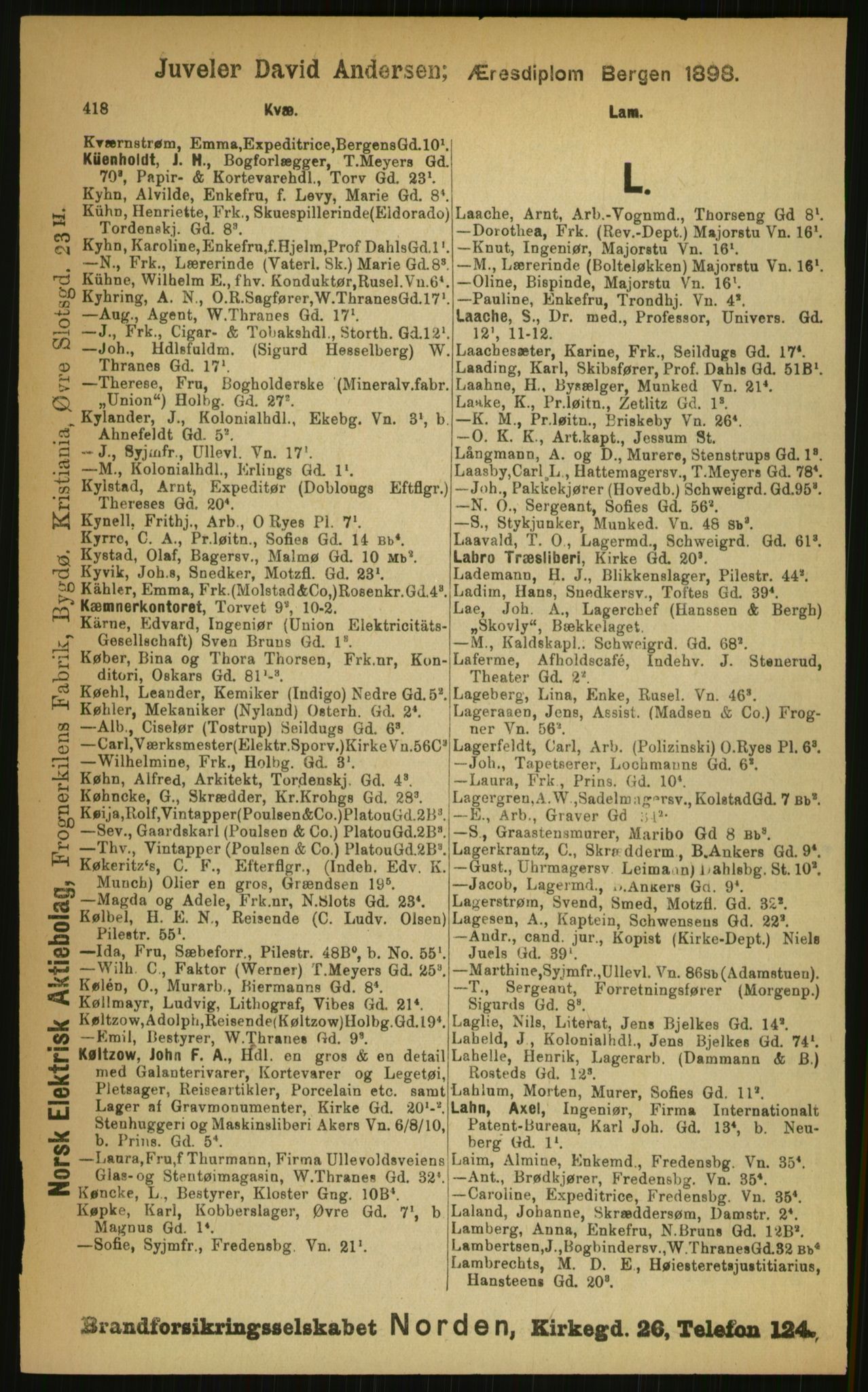 Kristiania/Oslo adressebok, PUBL/-, 1899, p. 418