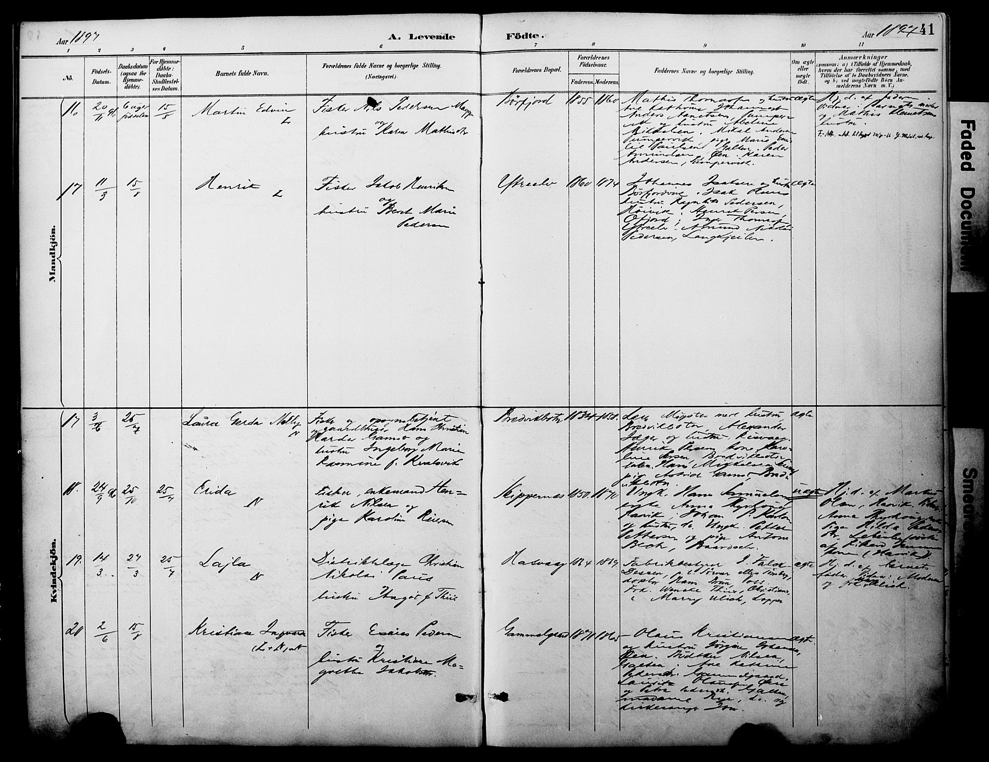 Loppa sokneprestkontor, SATØ/S-1339/H/Ha/L0008kirke: Parish register (official) no. 8, 1889-1907, p. 41