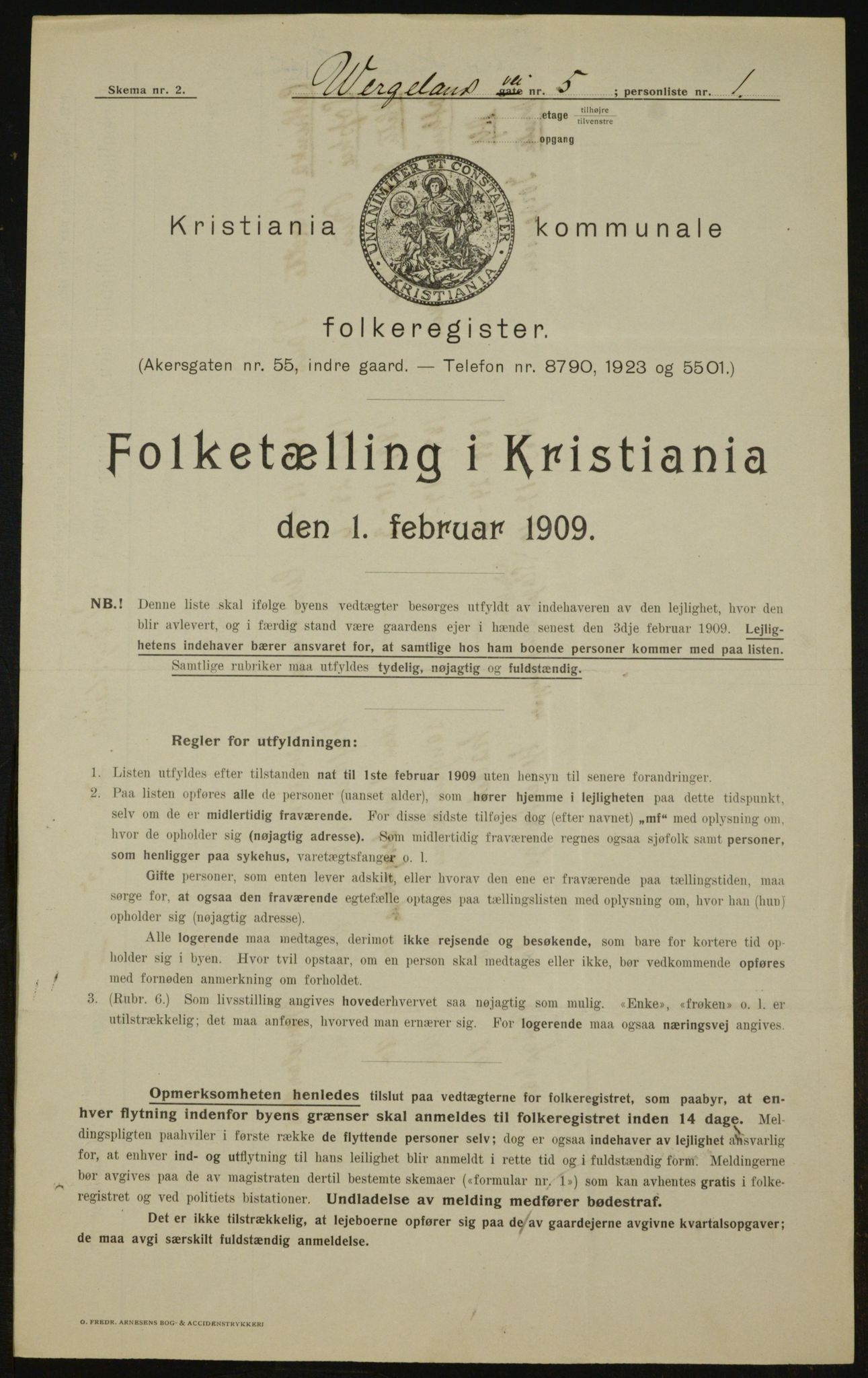 OBA, Municipal Census 1909 for Kristiania, 1909, p. 115994