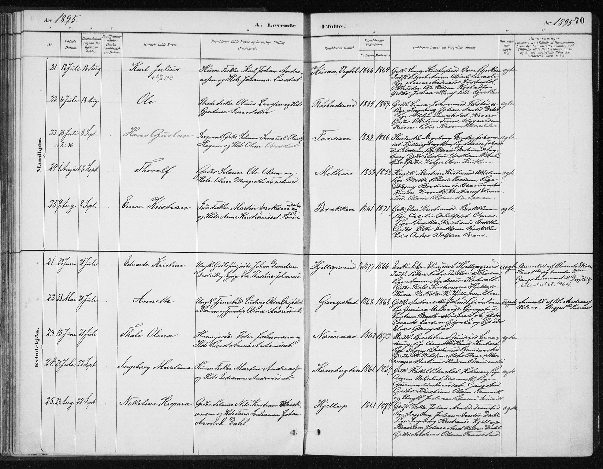 Ministerialprotokoller, klokkerbøker og fødselsregistre - Nord-Trøndelag, AV/SAT-A-1458/701/L0010: Parish register (official) no. 701A10, 1883-1899, p. 70