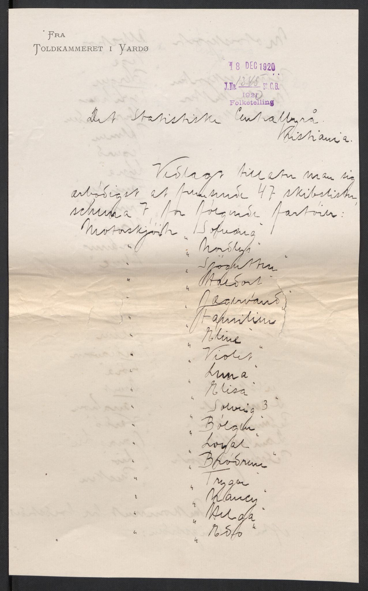 SATØ, 1920 census for Vardø, 1920, p. 8660