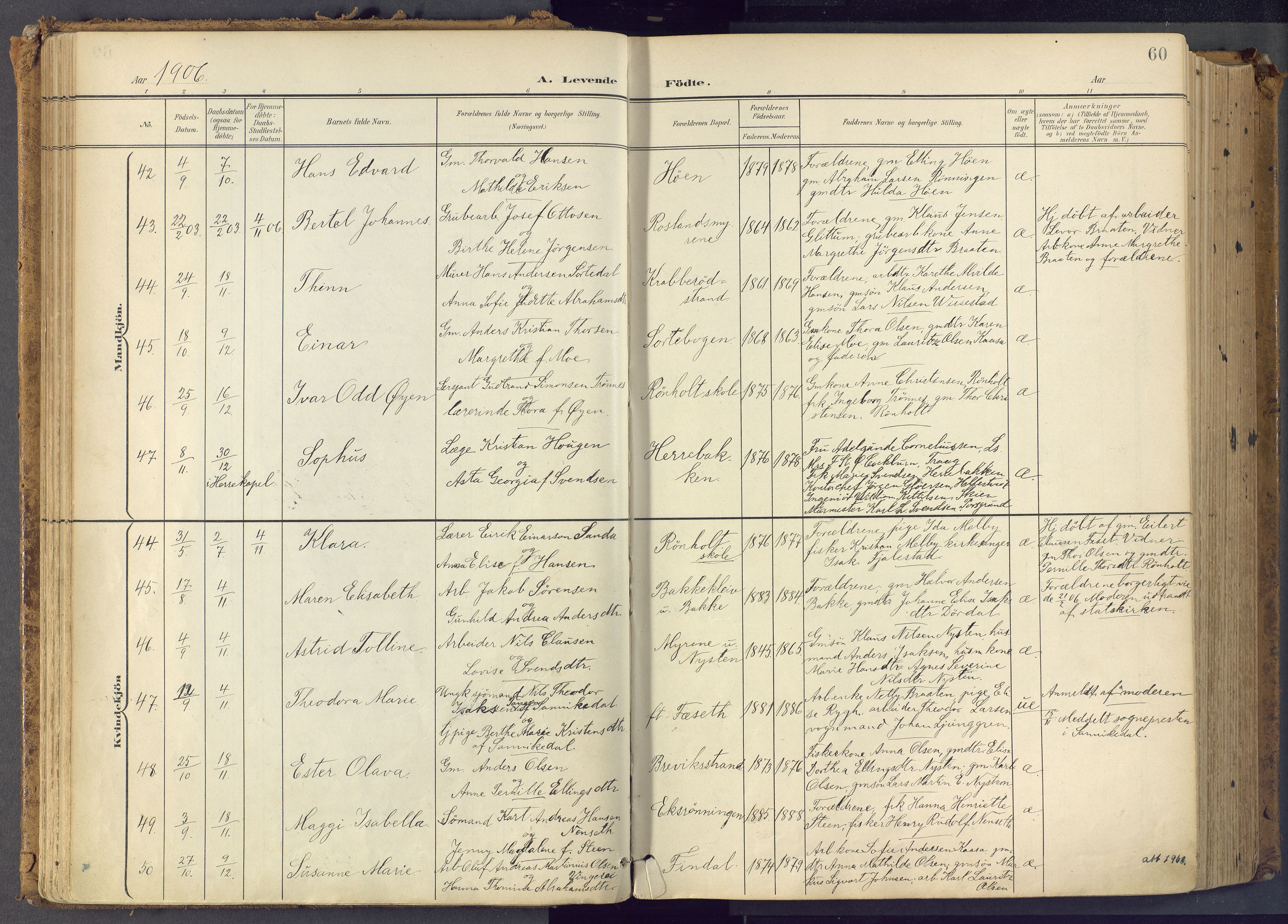 Bamble kirkebøker, SAKO/A-253/F/Fa/L0009: Parish register (official) no. I 9, 1901-1917, p. 60