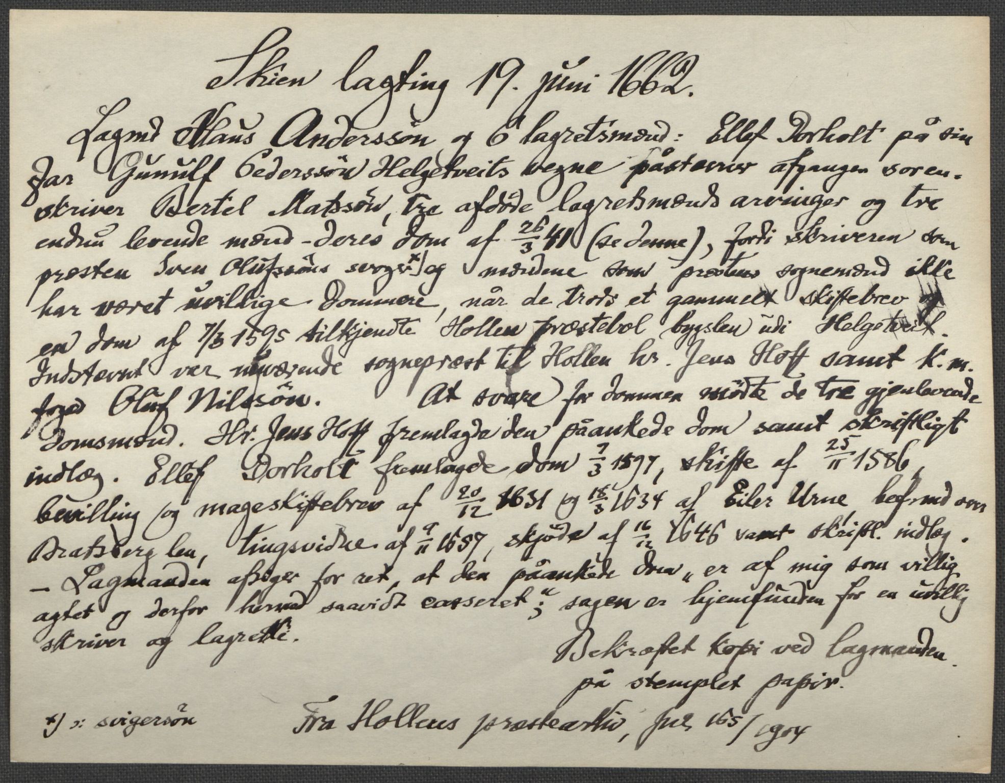 Riksarkivets diplomsamling, AV/RA-EA-5965/F15/L0026: Prestearkiv - Telemark, 1575-1838, p. 49