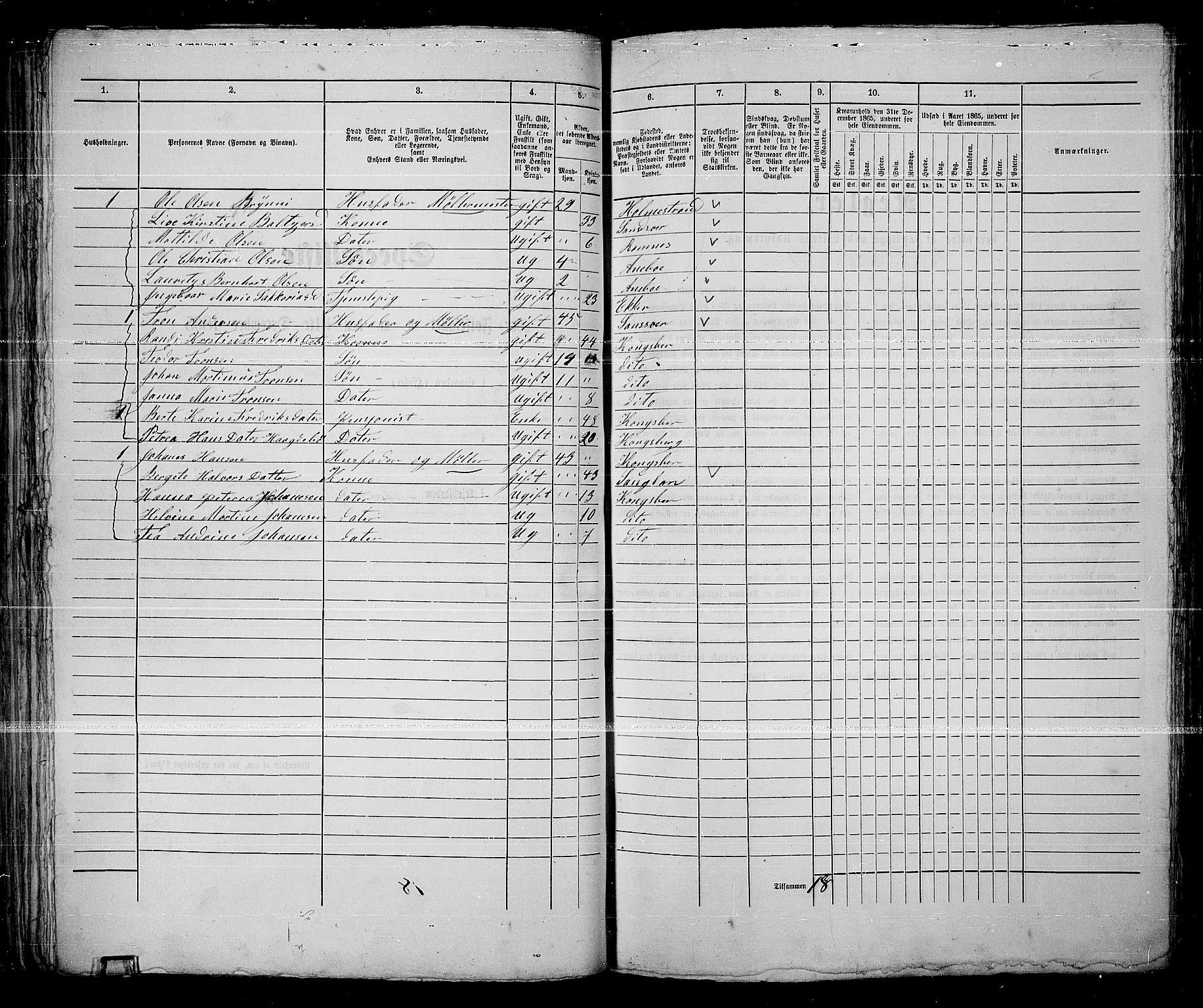 RA, 1865 census for Kongsberg/Kongsberg, 1865, p. 143