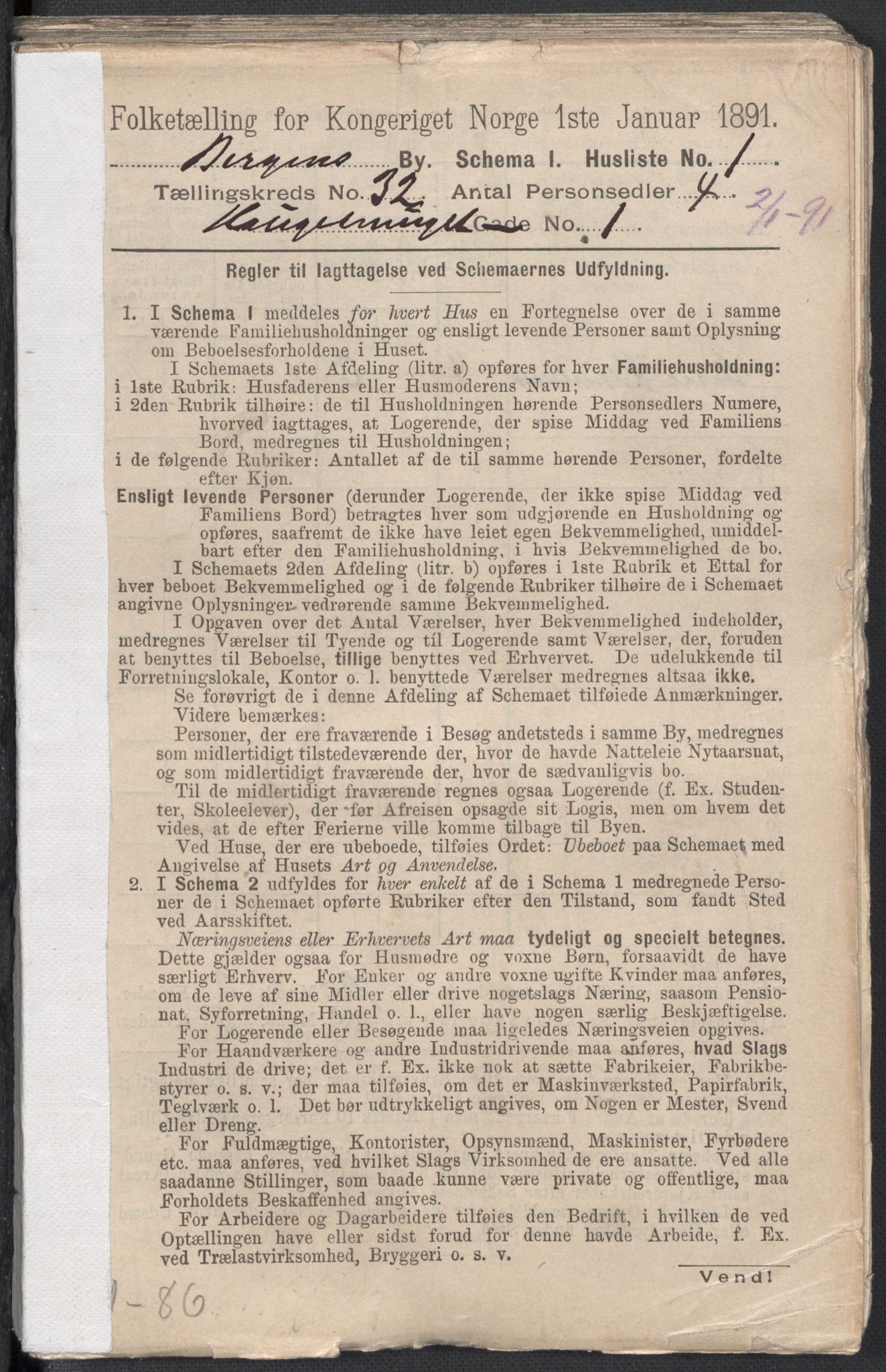 RA, 1891 Census for 1301 Bergen, 1891, p. 4998