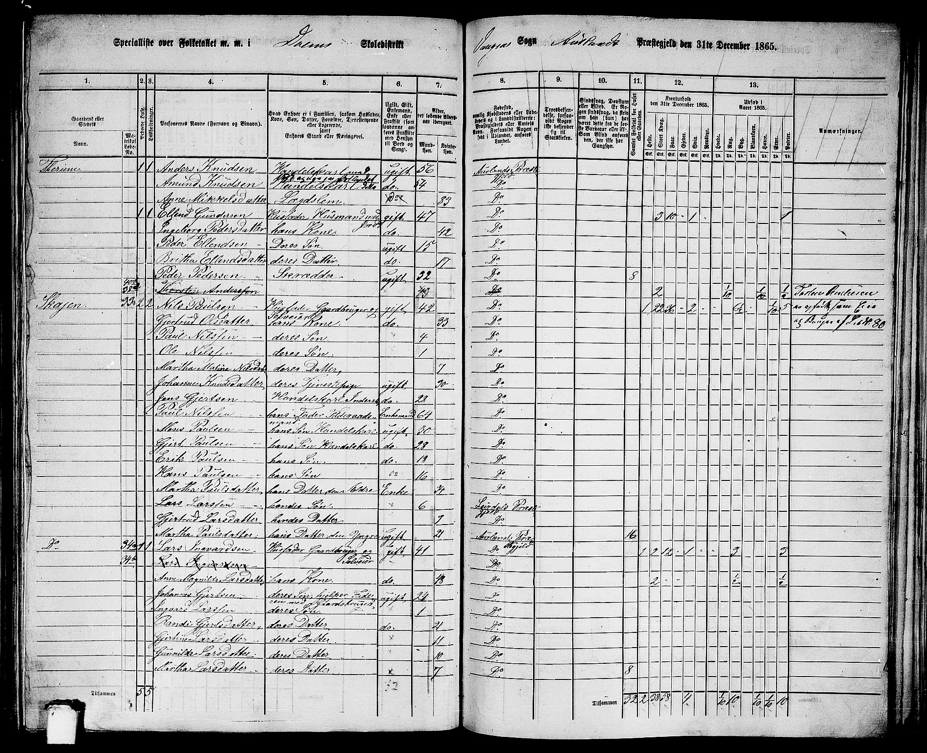 RA, 1865 census for Aurland, 1865, p. 38