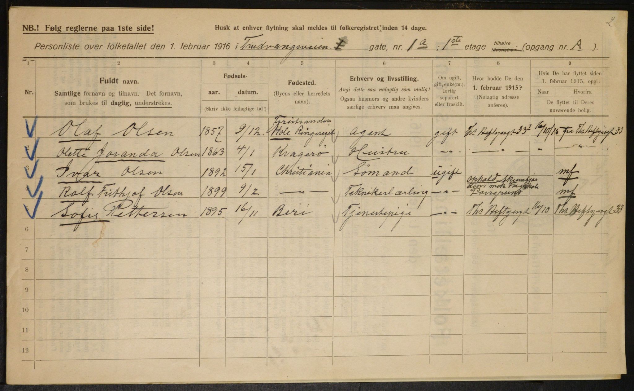 OBA, Municipal Census 1916 for Kristiania, 1916, p. 120508