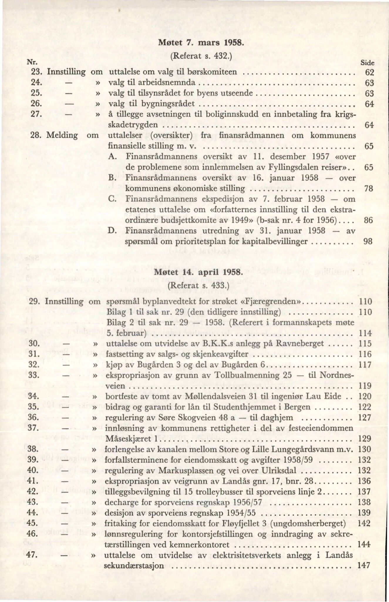 Bergen kommune. Formannskapet, BBA/A-0003/Ad/L0176: Bergens Kommuneforhandlinger, bind I, 1958