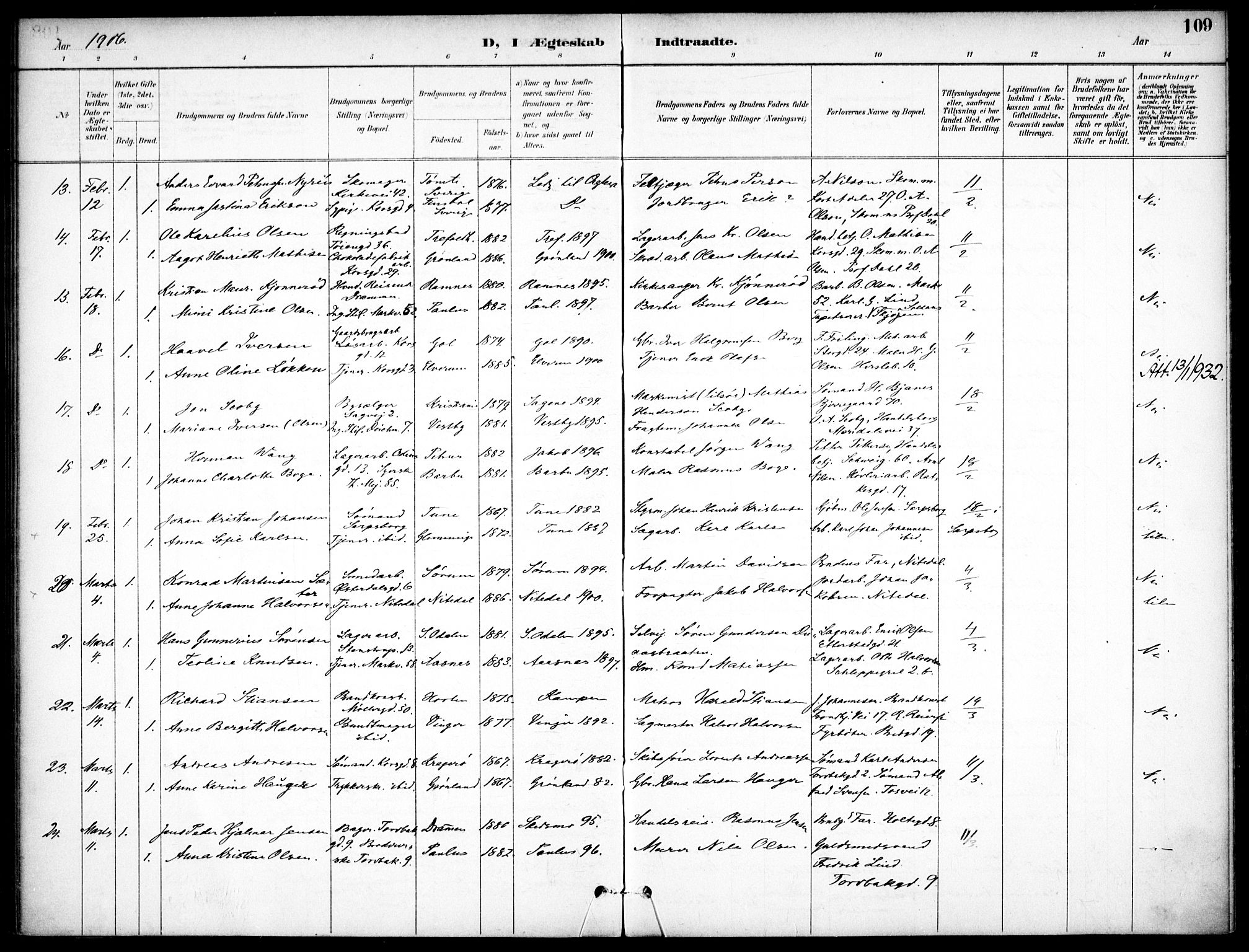 Jakob prestekontor Kirkebøker, SAO/A-10850/F/Fa/L0006: Parish register (official) no. 6, 1895-1908, p. 109
