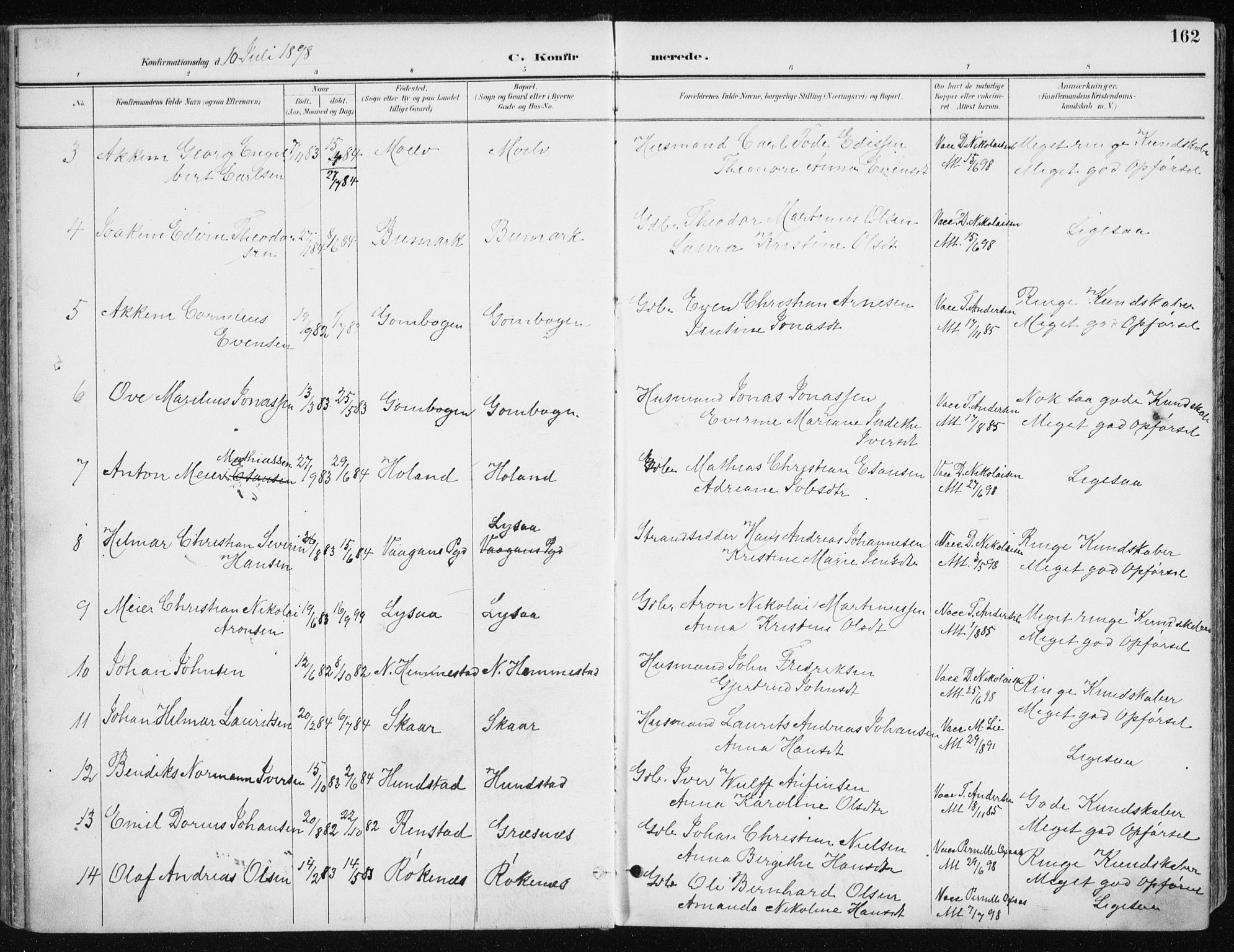 Kvæfjord sokneprestkontor, SATØ/S-1323/G/Ga/Gaa/L0006kirke: Parish register (official) no. 6, 1895-1914, p. 162