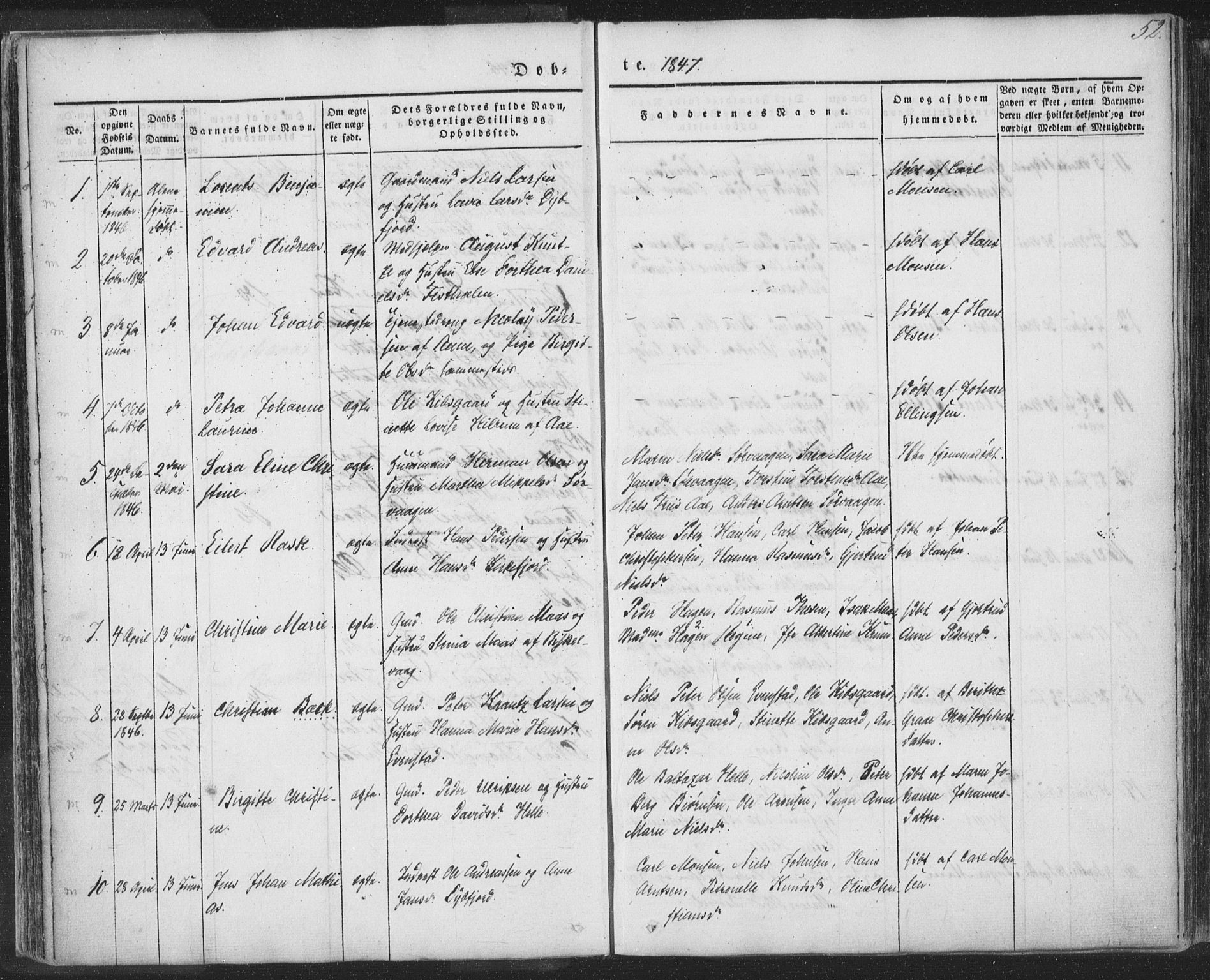 Ministerialprotokoller, klokkerbøker og fødselsregistre - Nordland, AV/SAT-A-1459/885/L1202: Parish register (official) no. 885A03, 1838-1859, p. 52