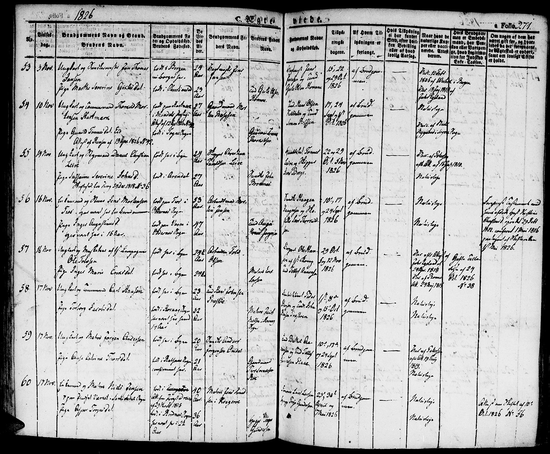 Kristiansand domprosti, SAK/1112-0006/F/Fa/L0009: Parish register (official) no. A 9, 1821-1827, p. 271