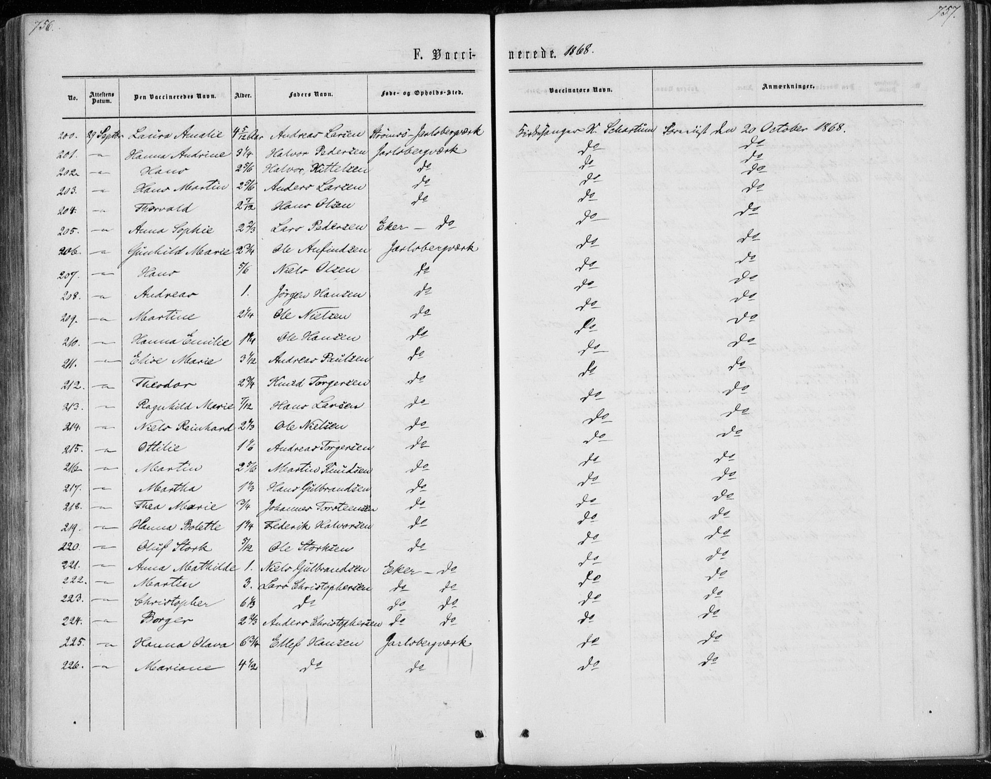 Skoger kirkebøker, AV/SAKO-A-59/F/Fa/L0004: Parish register (official) no. I 4, 1862-1872, p. 756-757