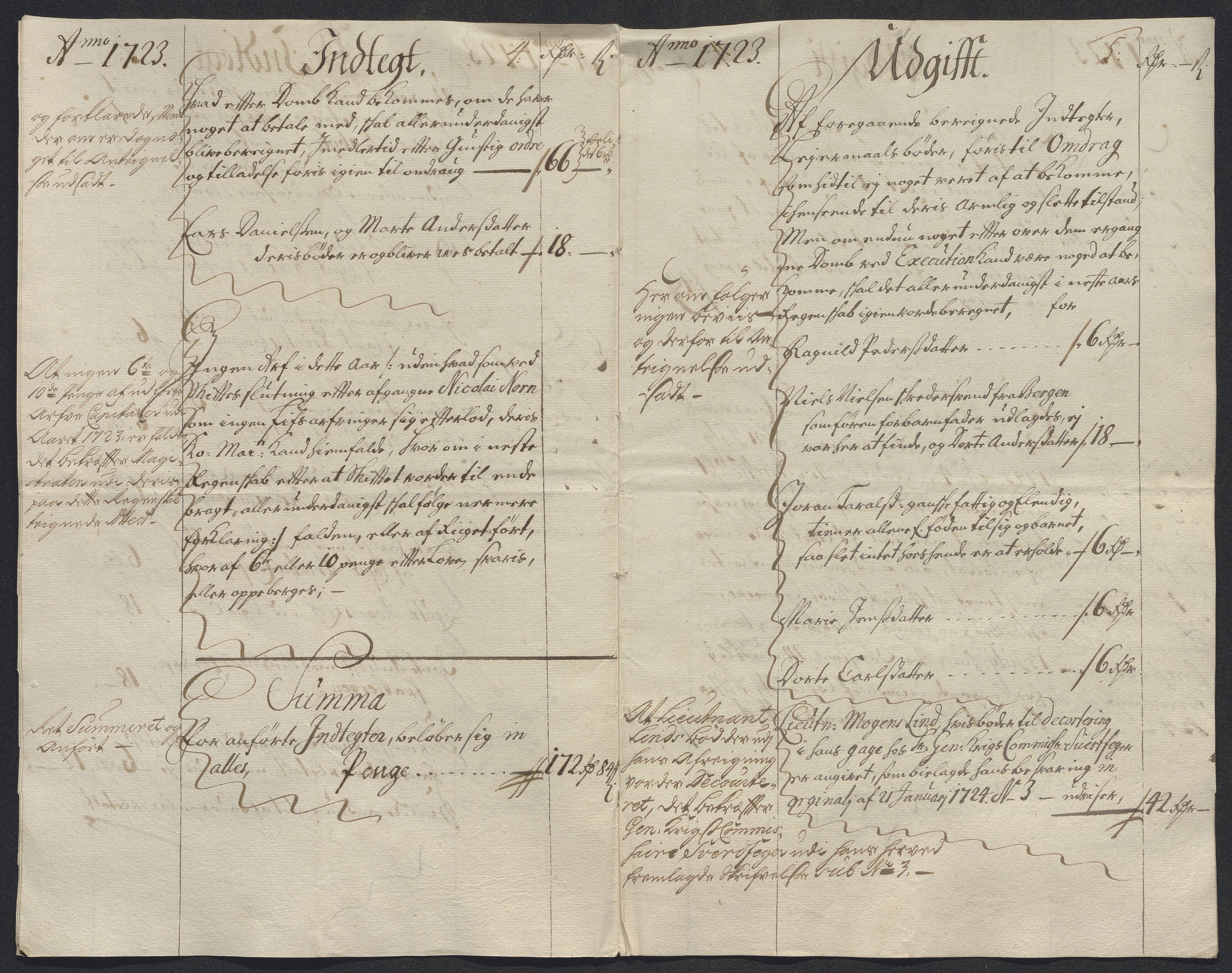 Rentekammeret inntil 1814, Reviderte regnskaper, Byregnskaper, RA/EA-4066/R/Rm/L0286: [M19] Sikt og sakefall, 1719-1727, p. 220