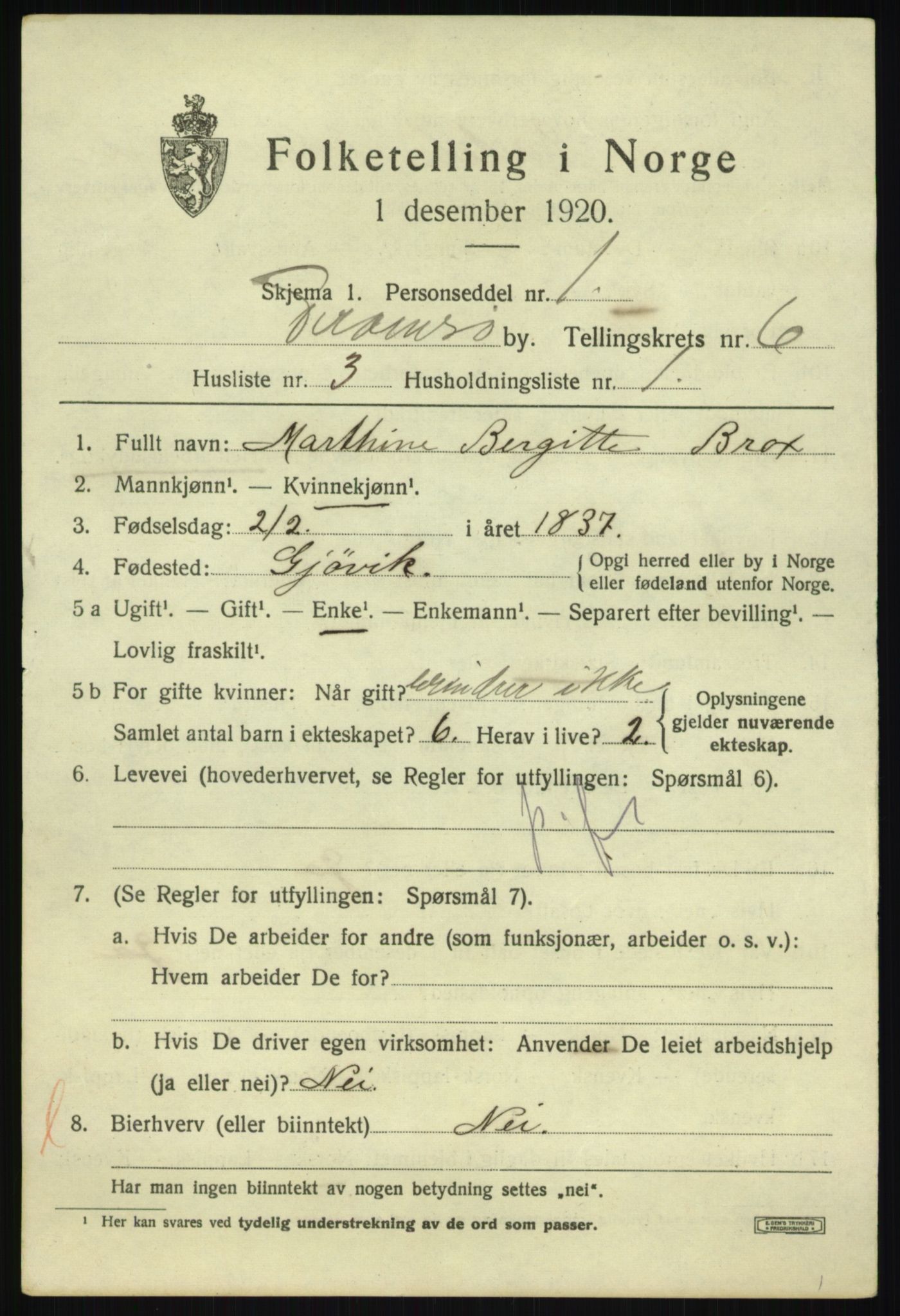 SATØ, 1920 census for Tromsø, 1920, p. 15080