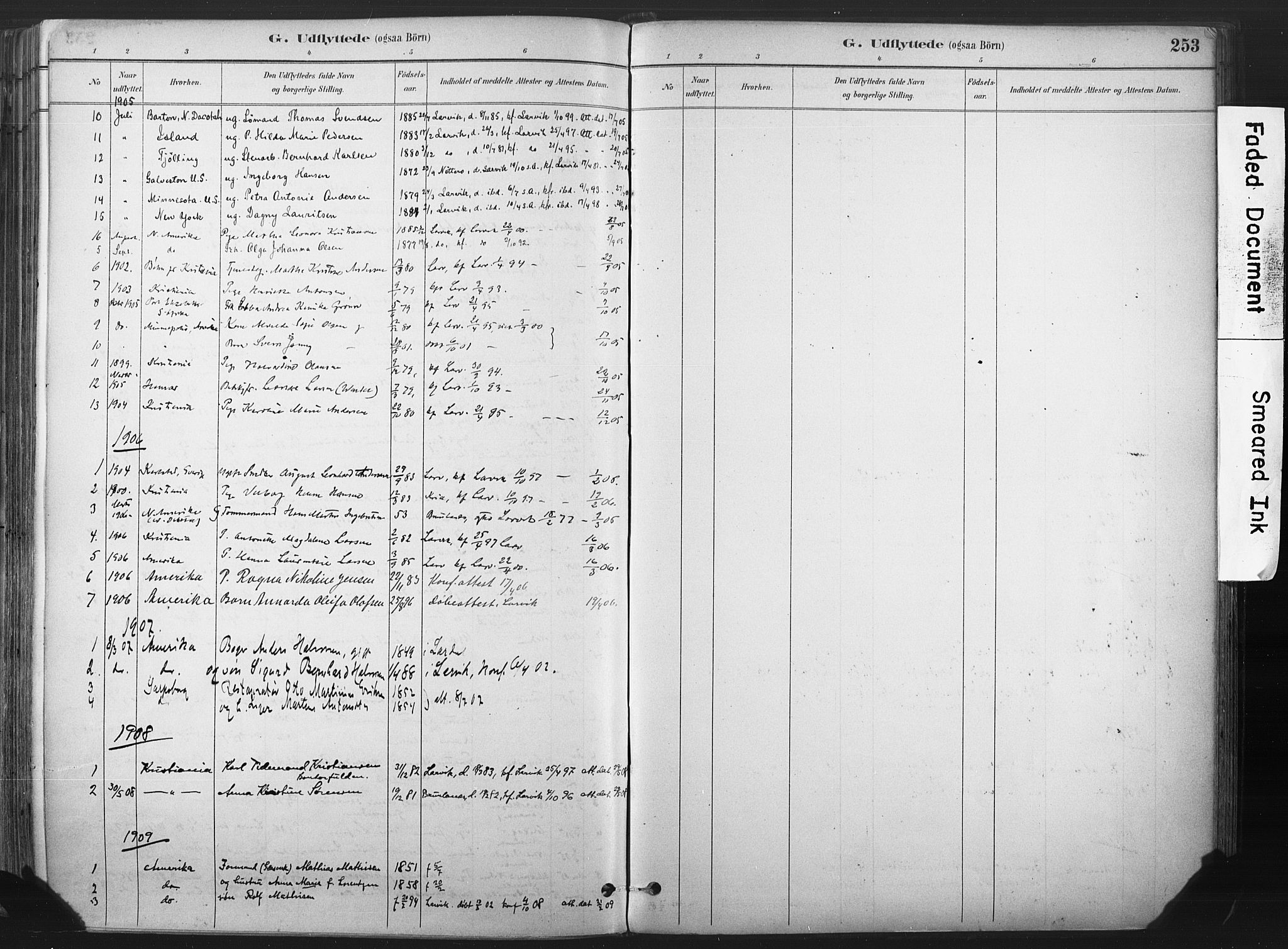 Larvik kirkebøker, AV/SAKO-A-352/F/Fa/L0010: Parish register (official) no. I 10, 1884-1910, p. 253