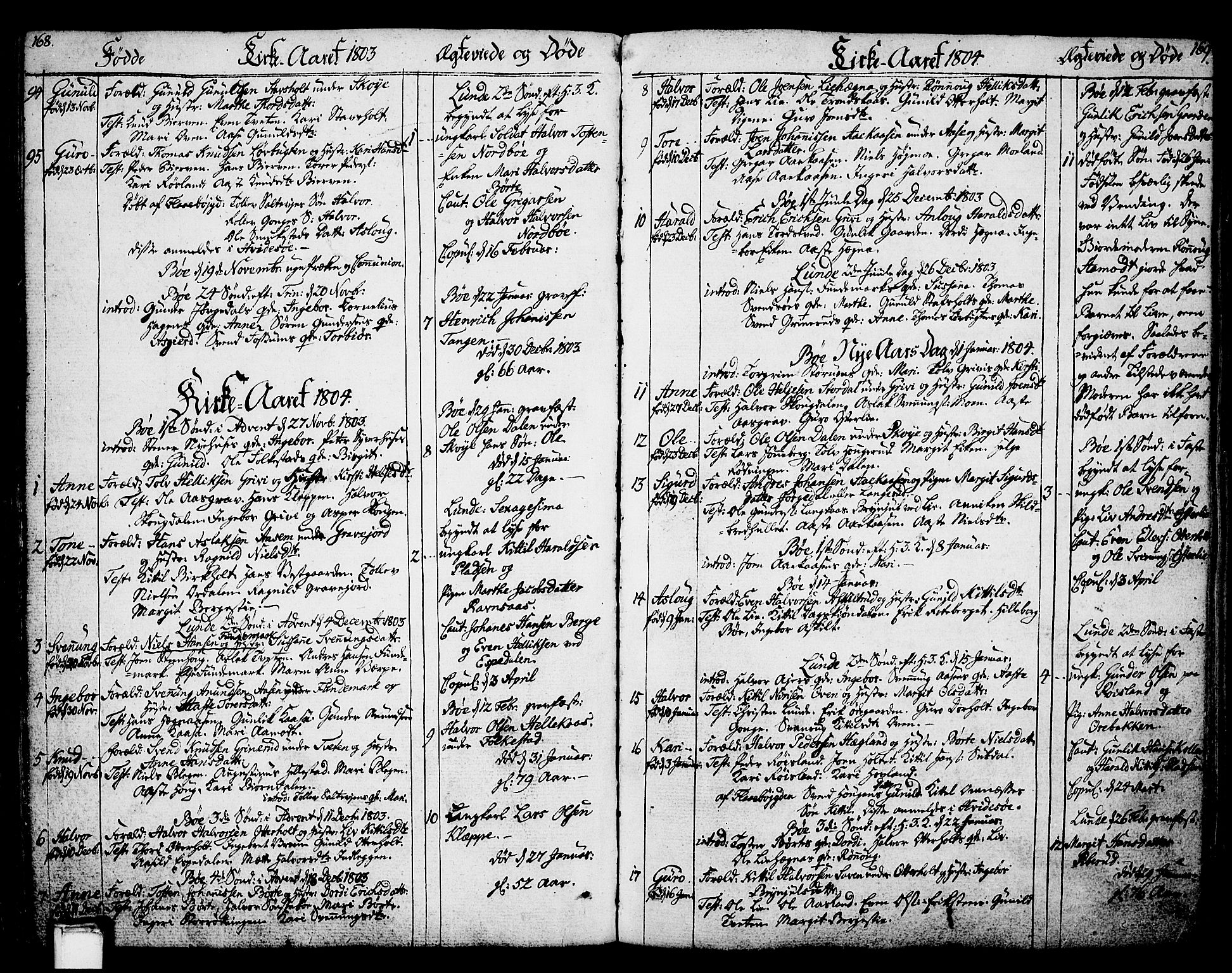 Bø kirkebøker, SAKO/A-257/F/Fa/L0005: Parish register (official) no. 5, 1785-1815, p. 168-169