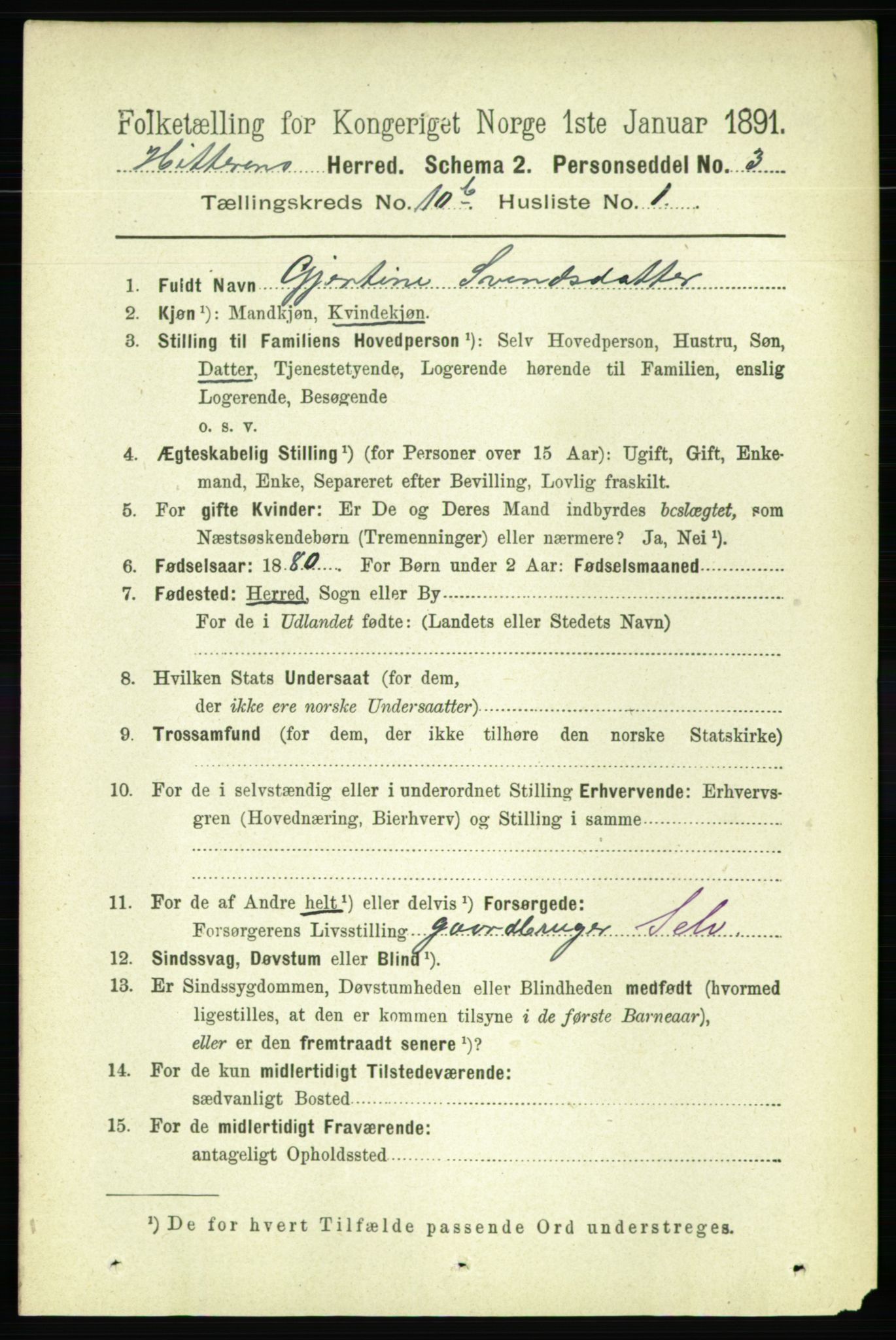 RA, 1891 census for 1617 Hitra, 1891, p. 2323