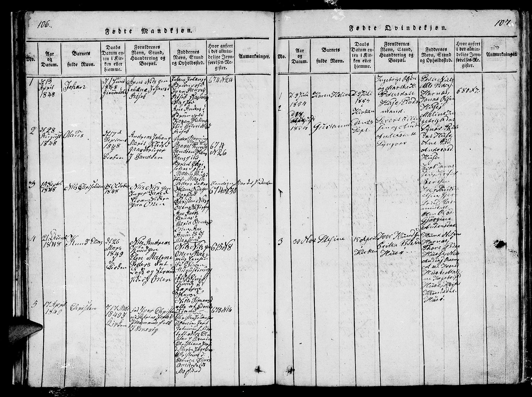 Ministerialprotokoller, klokkerbøker og fødselsregistre - Møre og Romsdal, AV/SAT-A-1454/561/L0731: Parish register (copy) no. 561C01, 1817-1867, p. 106-107