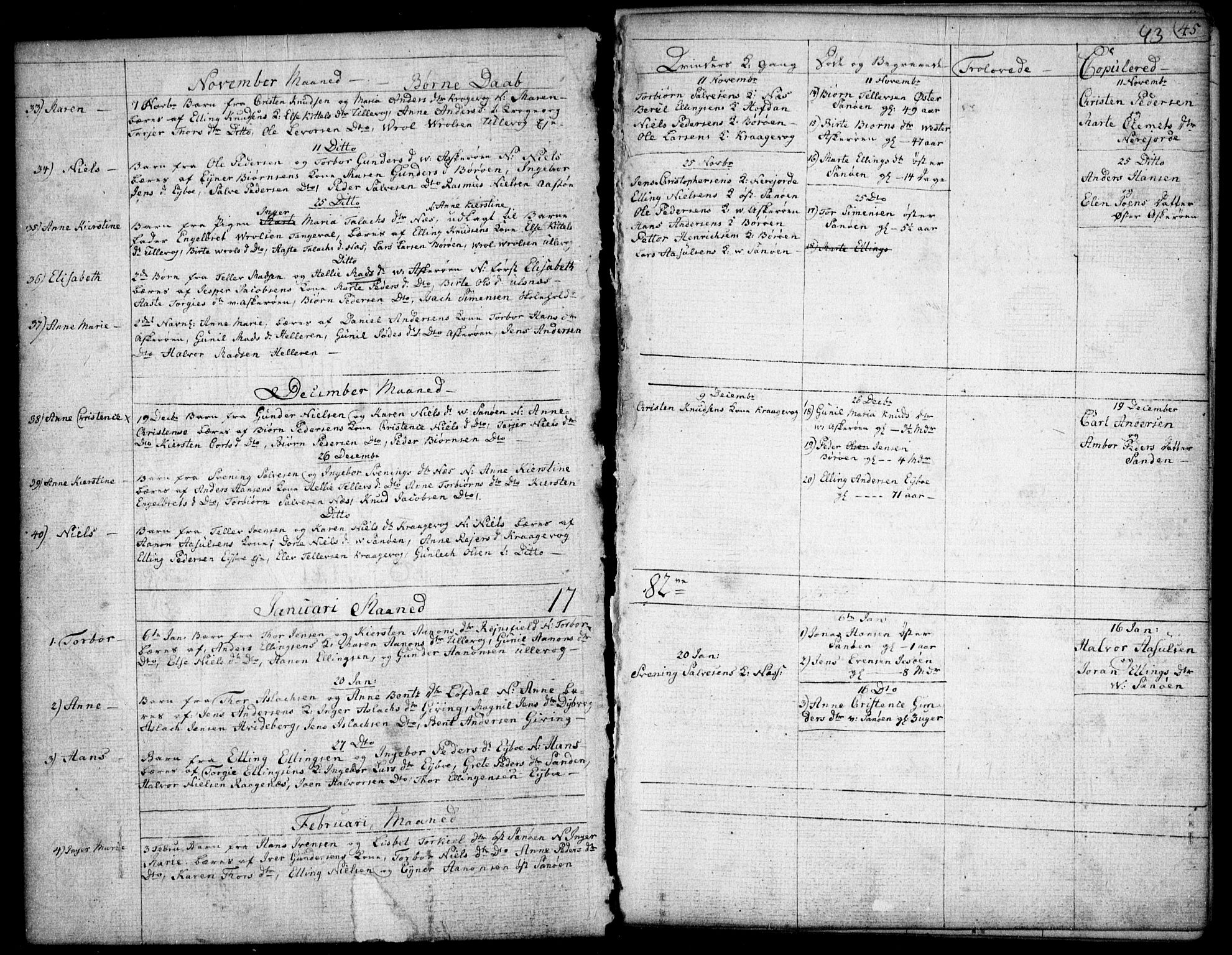 Dypvåg sokneprestkontor, SAK/1111-0007/F/Fb/Fba/L0007: Parish register (copy) no. B 7, 1762-1810, p. 43