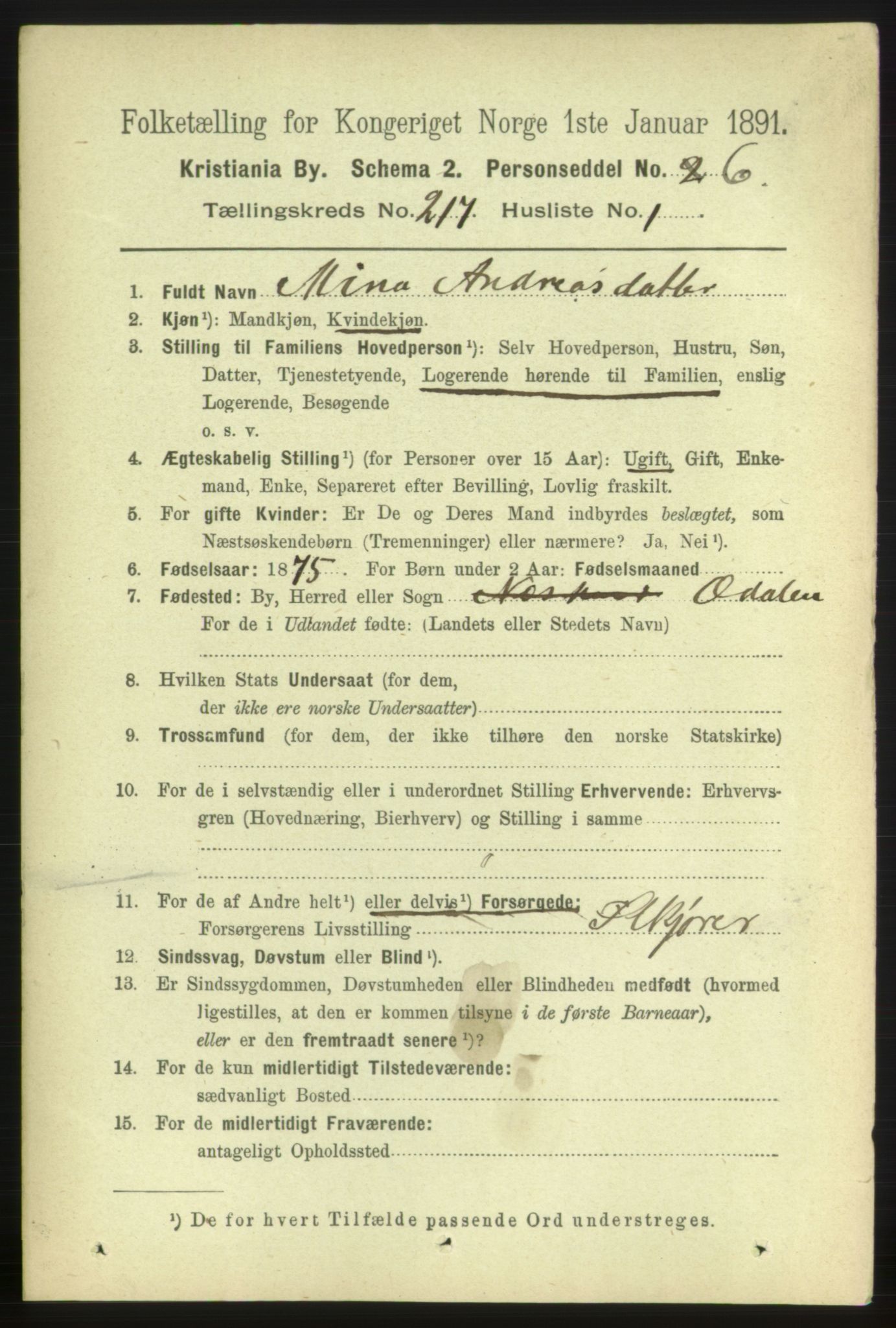 RA, 1891 census for 0301 Kristiania, 1891, p. 128353