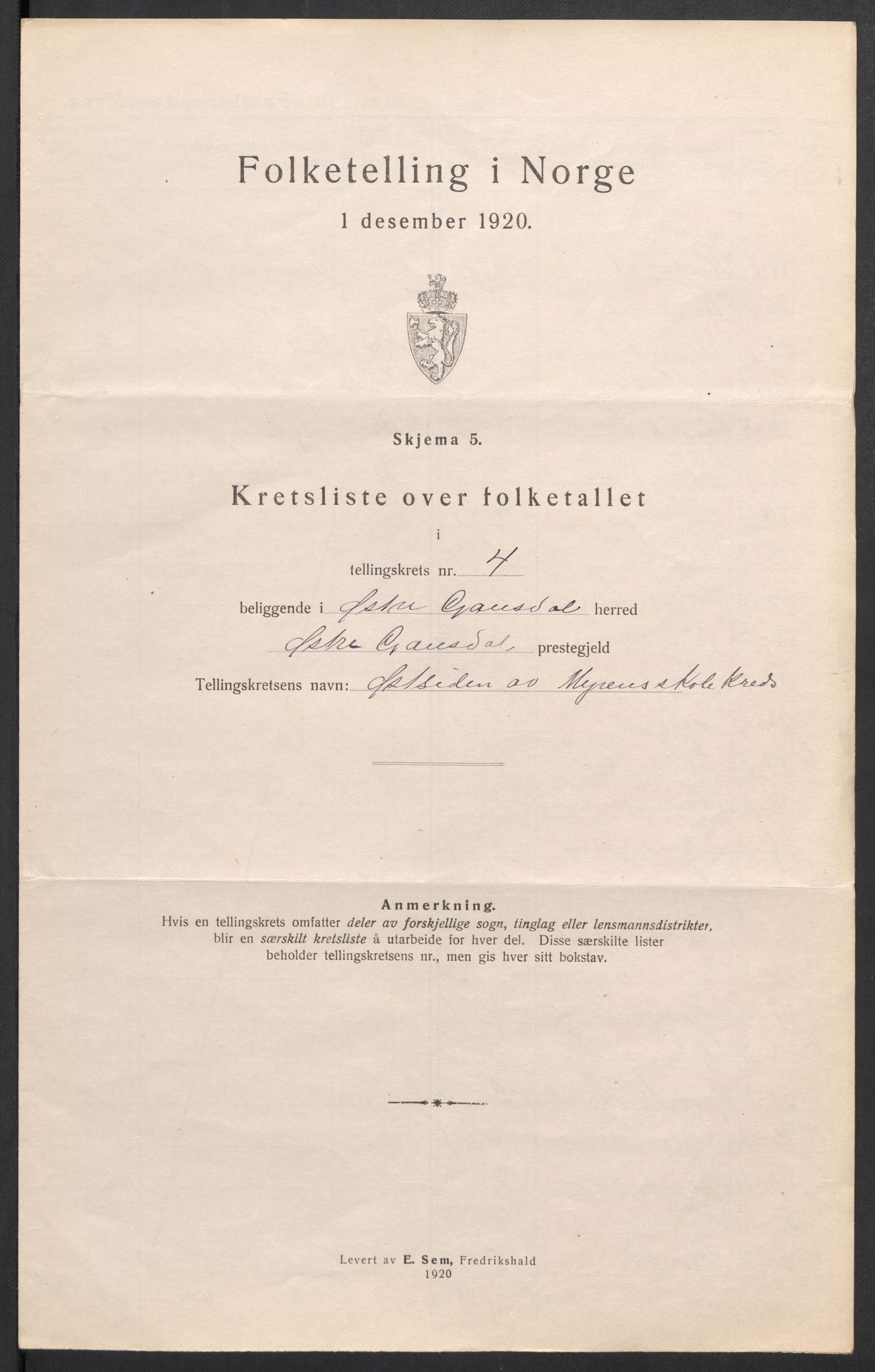 SAH, 1920 census for Østre Gausdal, 1920, p. 17