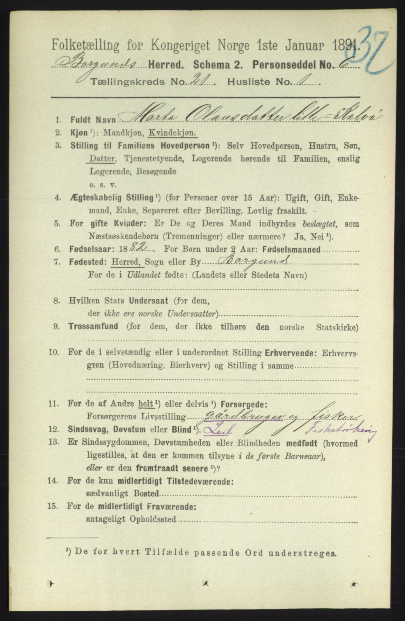 RA, 1891 census for 1531 Borgund, 1891, p. 6347