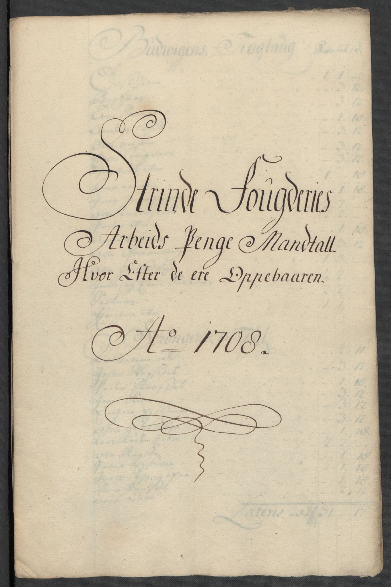 Rentekammeret inntil 1814, Reviderte regnskaper, Fogderegnskap, RA/EA-4092/R61/L4110: Fogderegnskap Strinda og Selbu, 1707-1708, p. 409