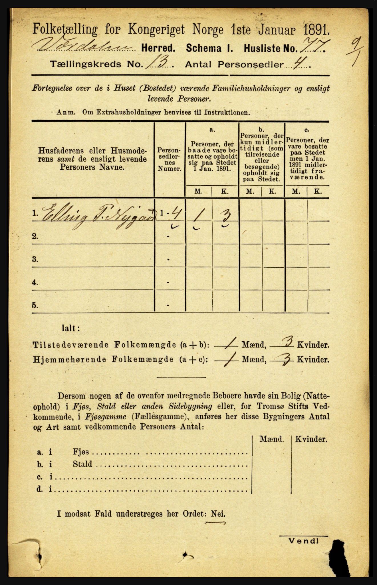 RA, 1891 census for 1721 Verdal, 1891, p. 6889