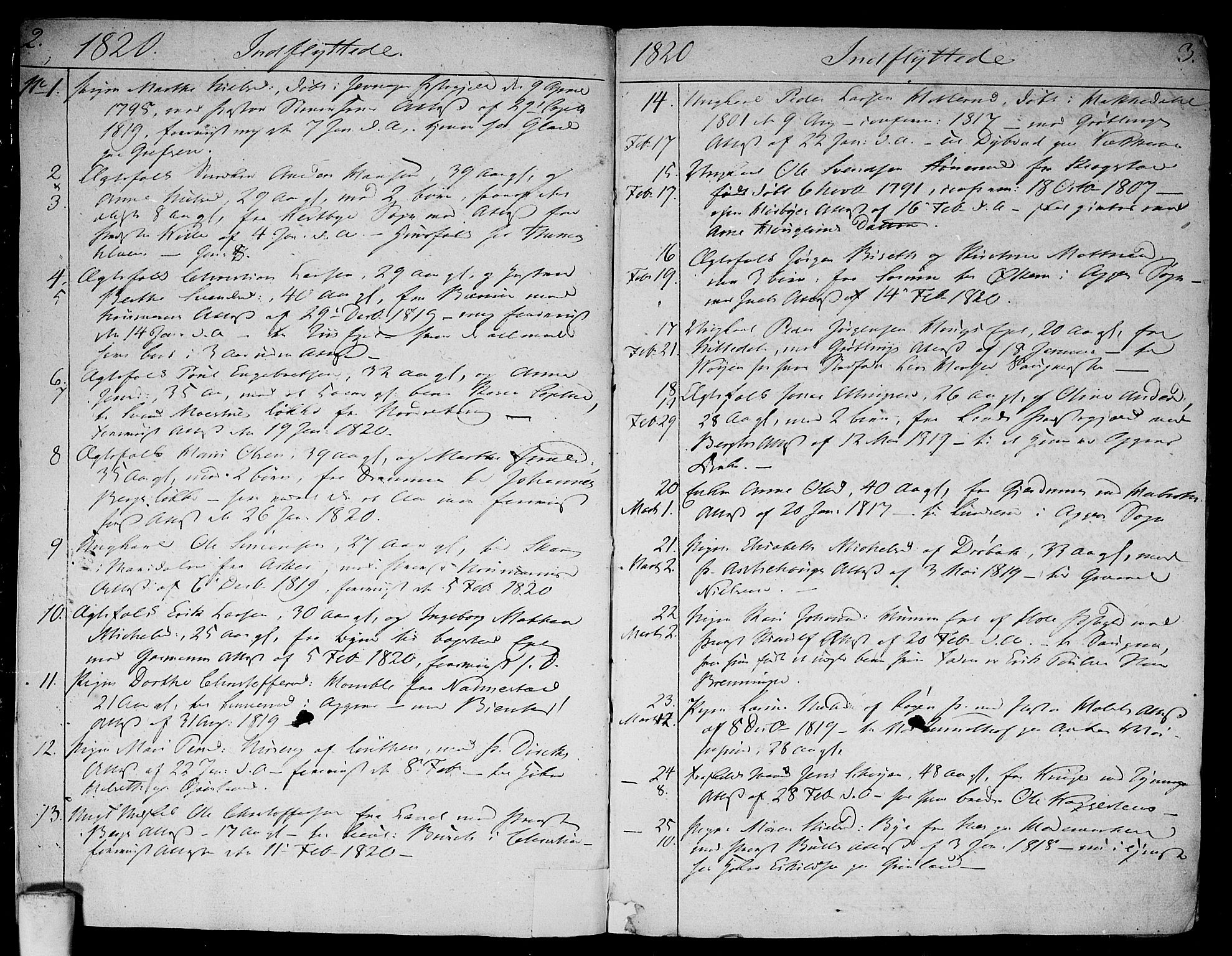 Aker prestekontor kirkebøker, AV/SAO-A-10861/F/L0014b: Parish register (official) no. 14B, 1820-1834, p. 2-3