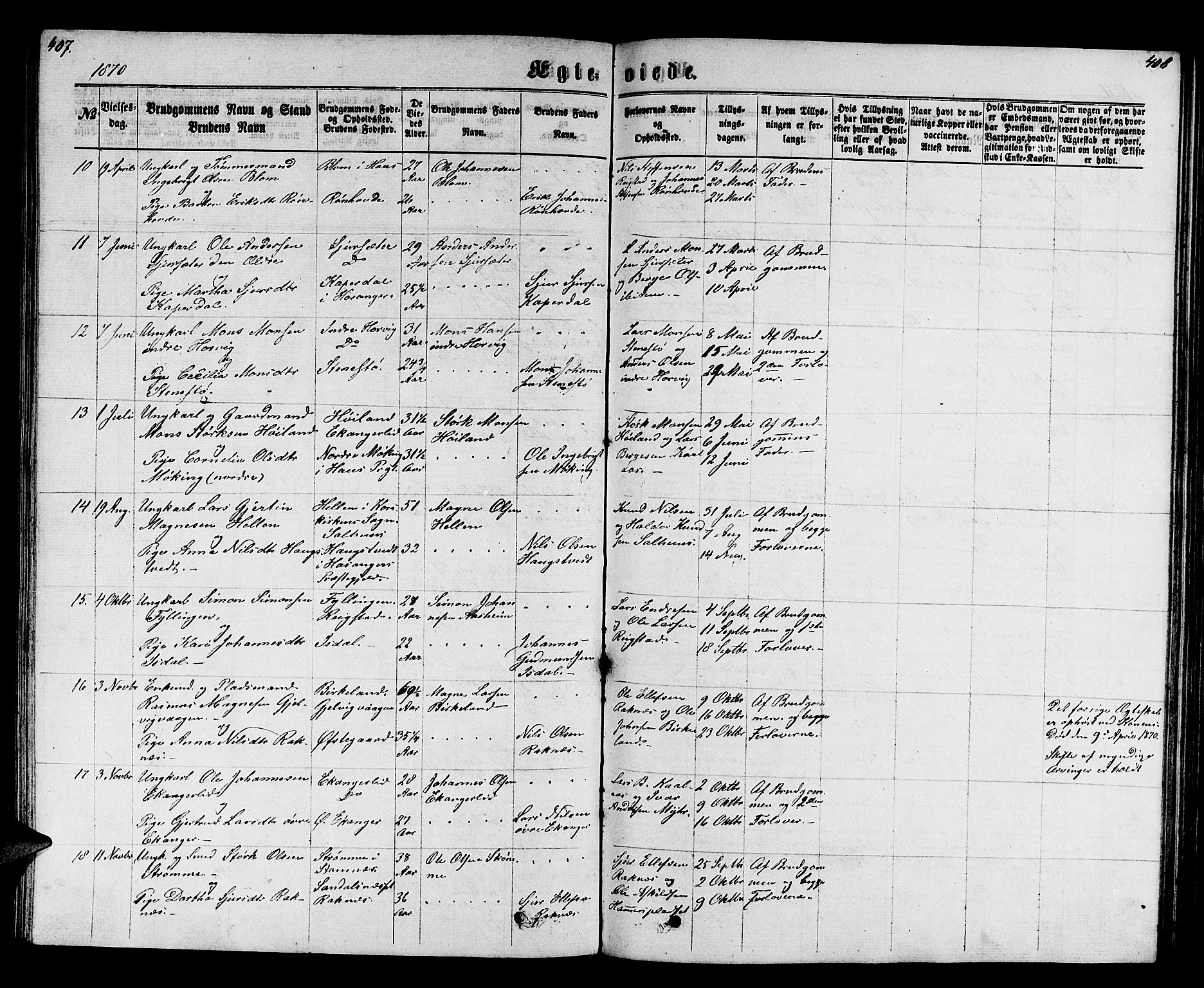 Hamre sokneprestembete, SAB/A-75501/H/Ha/Hab: Parish register (copy) no. B 2, 1863-1880, p. 407-408