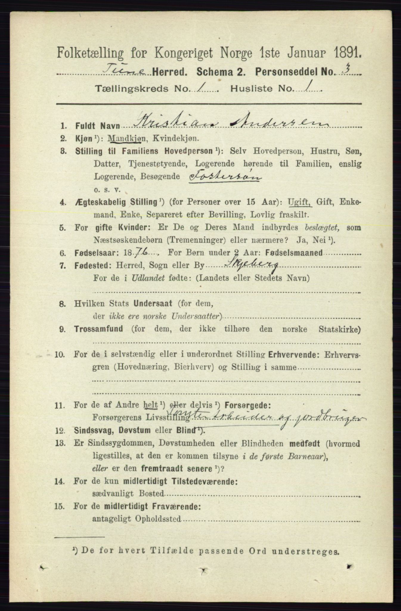 RA, 1891 census for 0130 Tune, 1891, p. 140