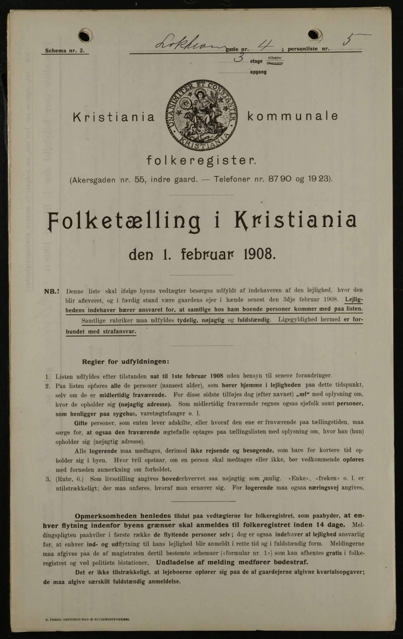 OBA, Municipal Census 1908 for Kristiania, 1908, p. 52526