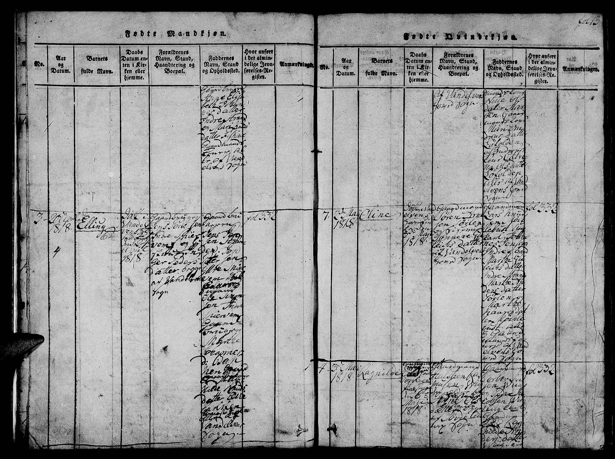 Ministerialprotokoller, klokkerbøker og fødselsregistre - Møre og Romsdal, AV/SAT-A-1454/501/L0004: Parish register (official) no. 501A04, 1816-1831, p. 13