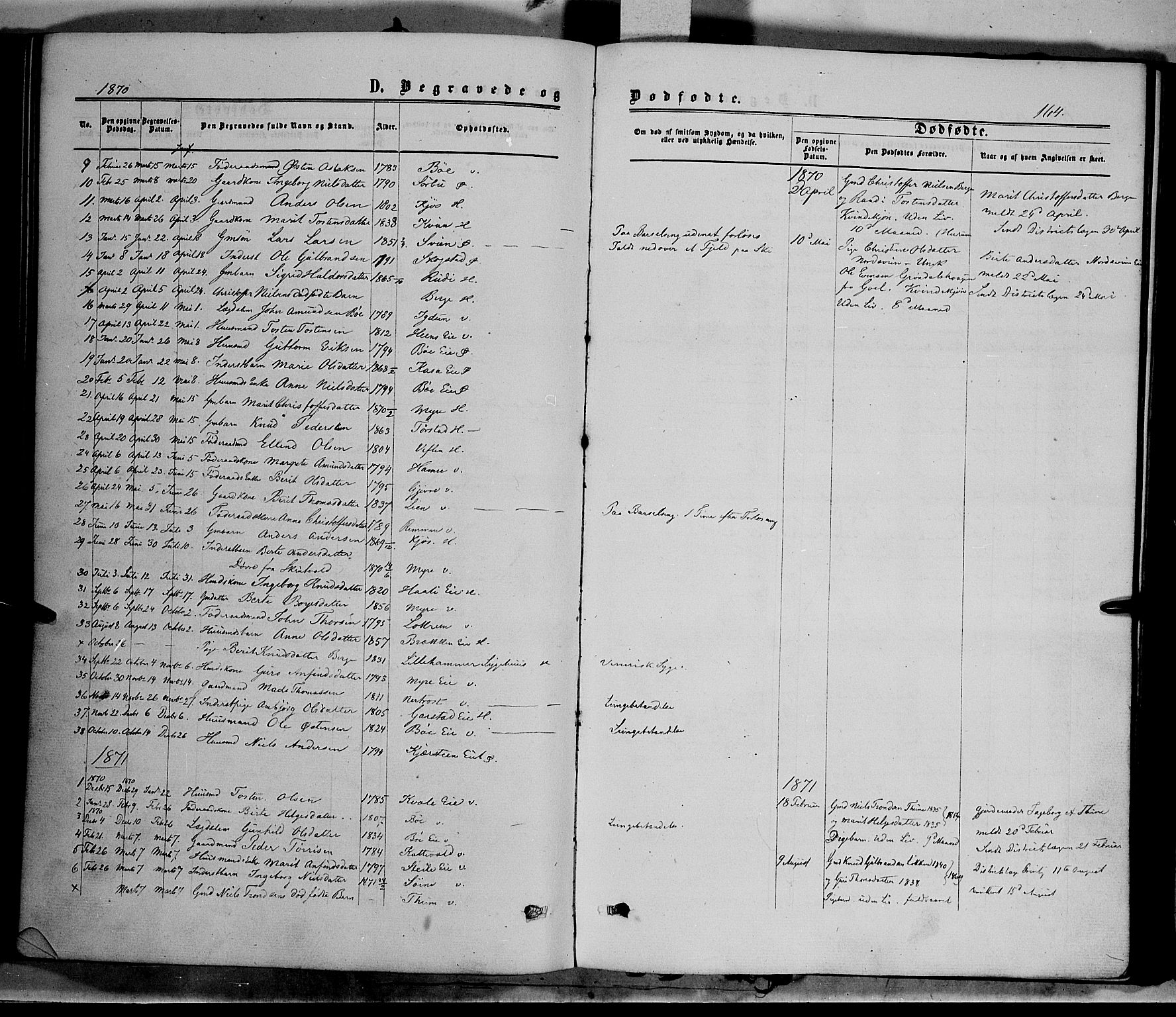 Vang prestekontor, Valdres, SAH/PREST-140/H/Ha/L0007: Parish register (official) no. 7, 1865-1881, p. 164