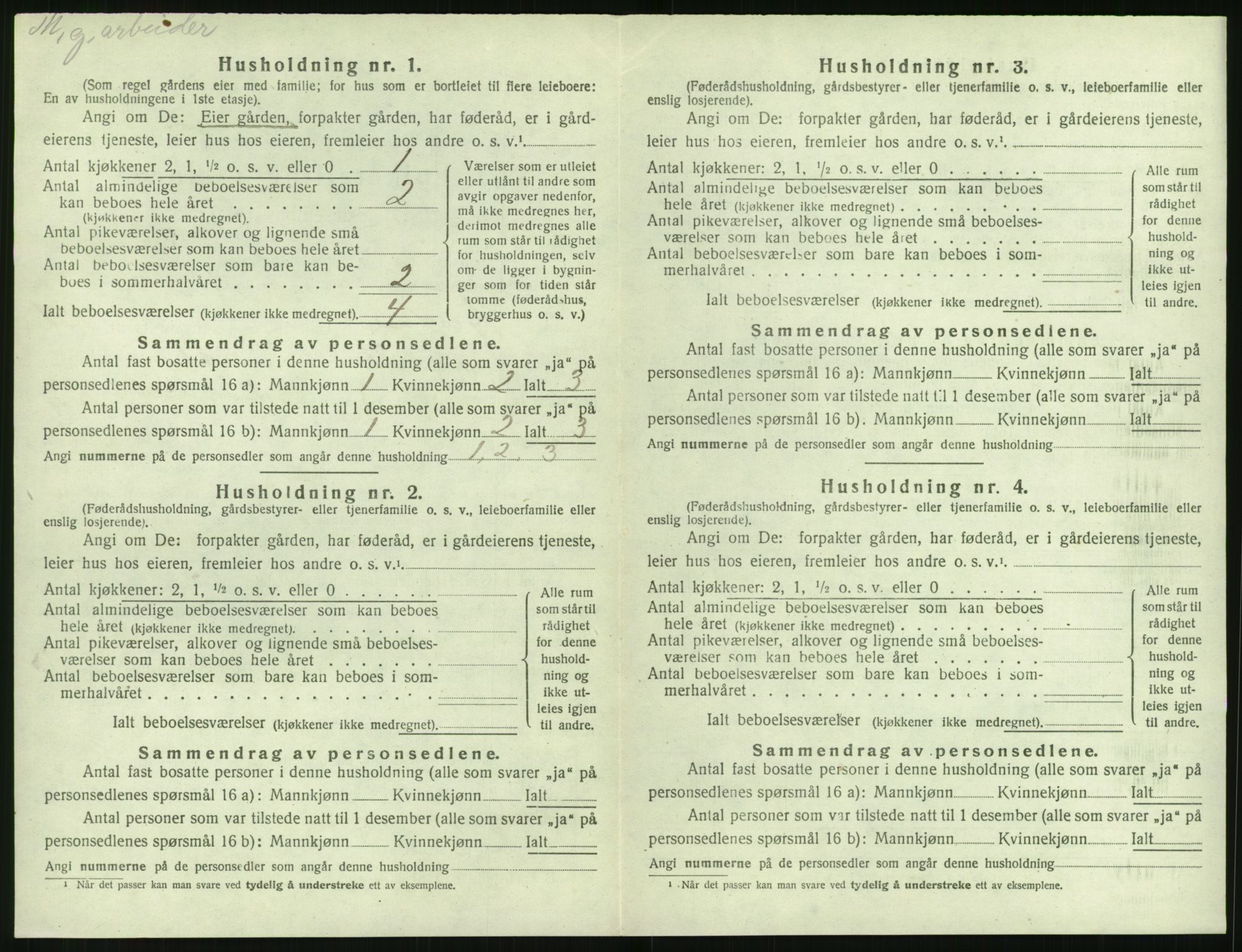 SAK, 1920 census for Øyestad, 1920, p. 1221