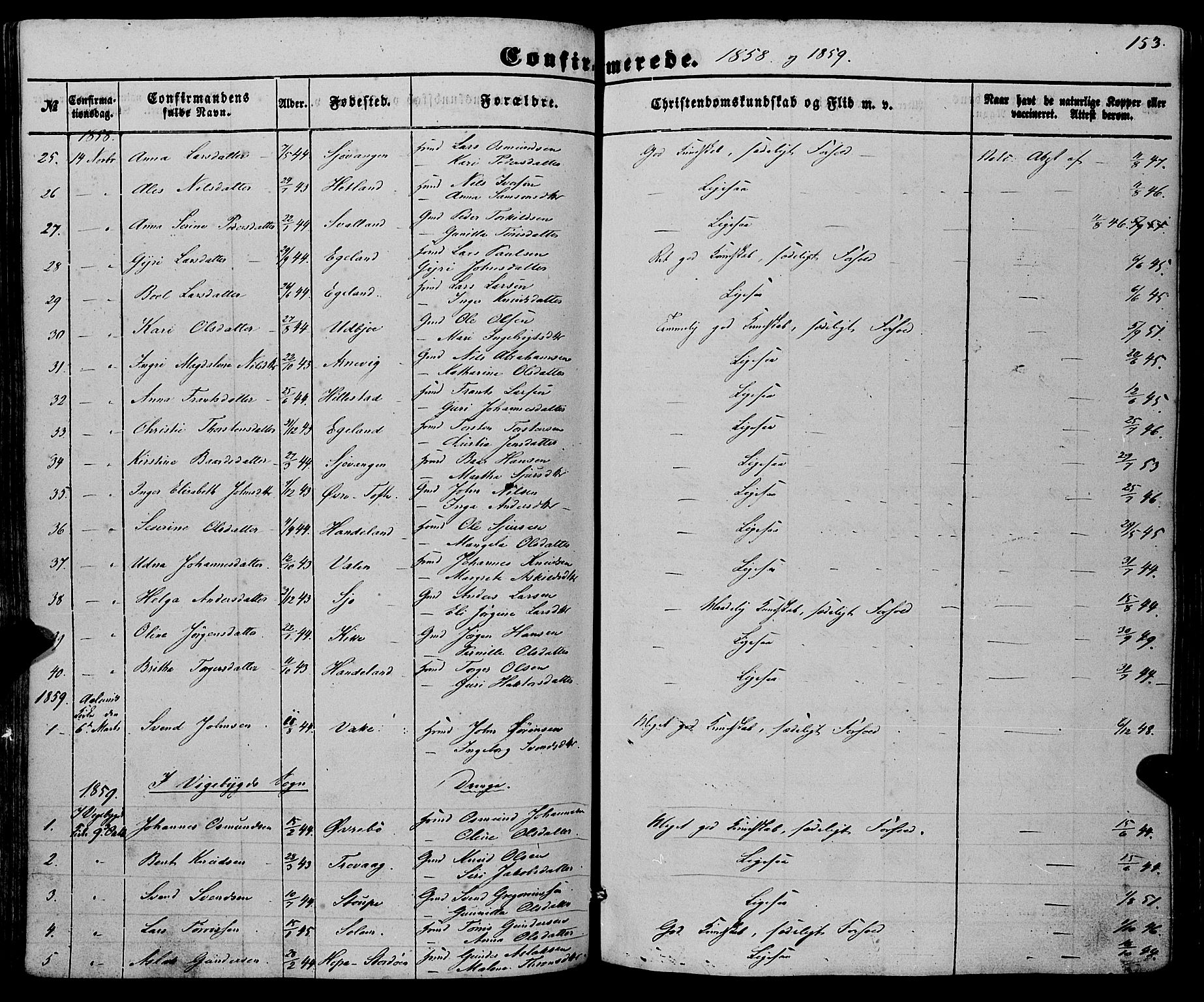 Fjelberg sokneprestembete, SAB/A-75201/H/Haa: Parish register (official) no. A 7, 1851-1867, p. 153