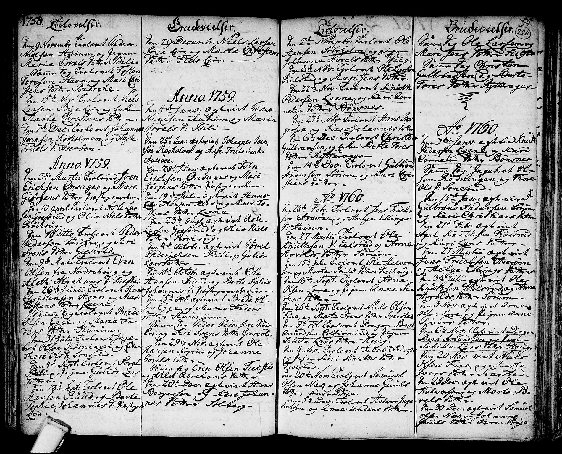 Hole kirkebøker, SAKO/A-228/F/Fa/L0001: Parish register (official) no. I 1, 1716-1765, p. 220