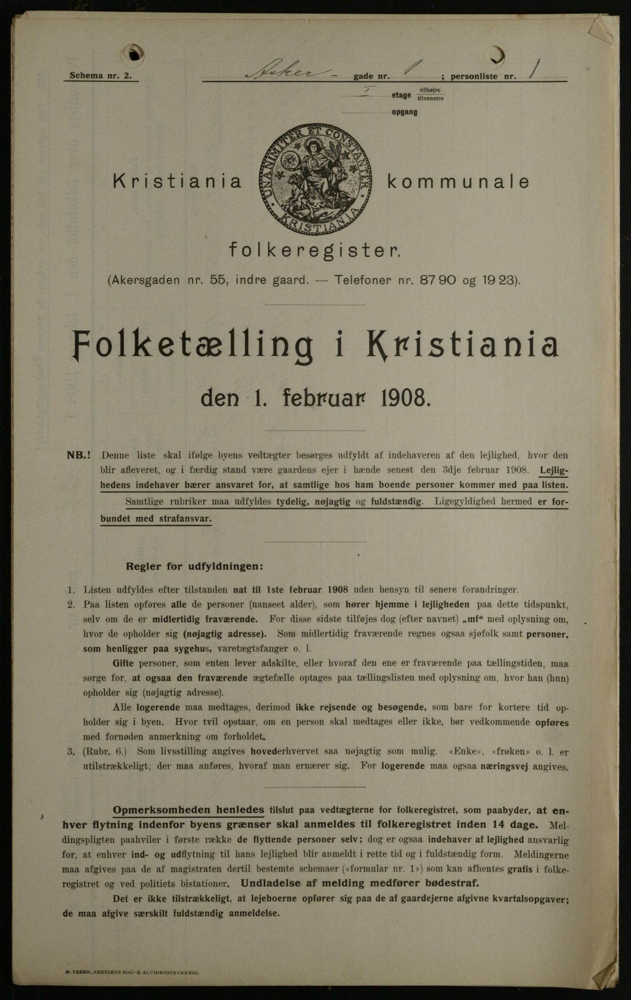 OBA, Municipal Census 1908 for Kristiania, 1908, p. 2604