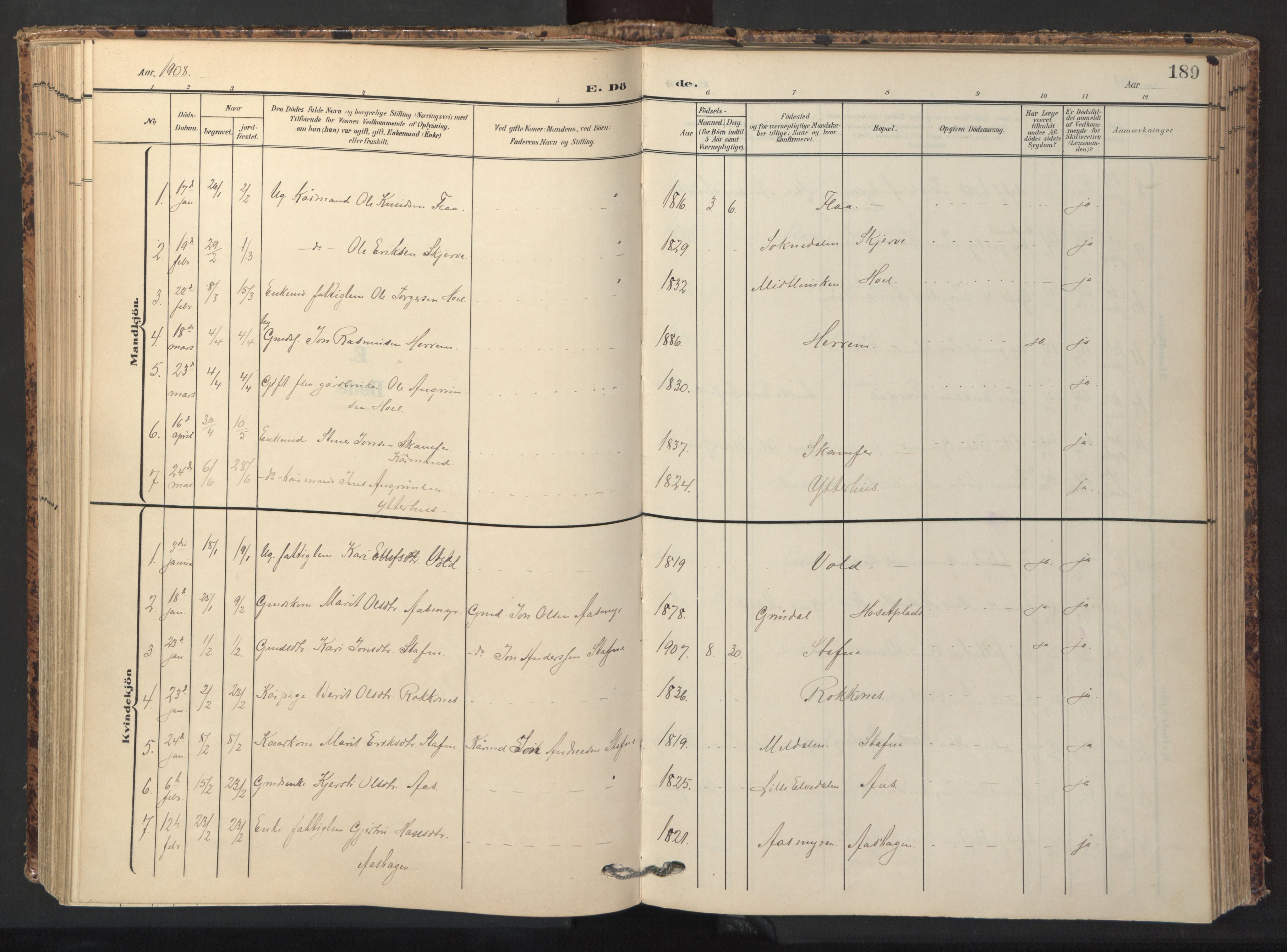 Ministerialprotokoller, klokkerbøker og fødselsregistre - Sør-Trøndelag, SAT/A-1456/674/L0873: Parish register (official) no. 674A05, 1908-1923, p. 189