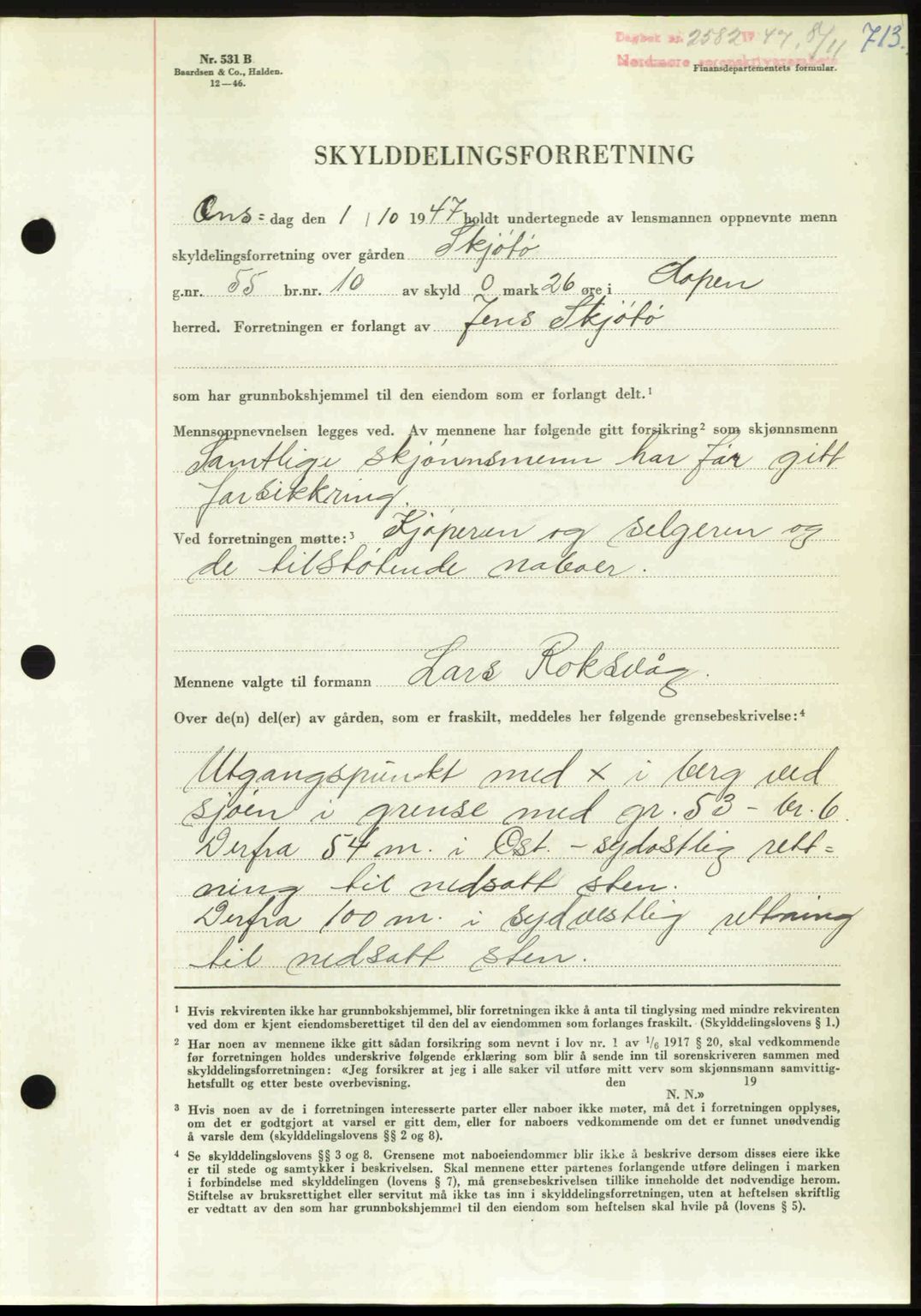 Nordmøre sorenskriveri, AV/SAT-A-4132/1/2/2Ca: Mortgage book no. A106, 1947-1947, Diary no: : 2582/1947